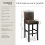 Voir la diapositive 6 : tectake Tabouret de bar rembourré avec dossier marron foncé