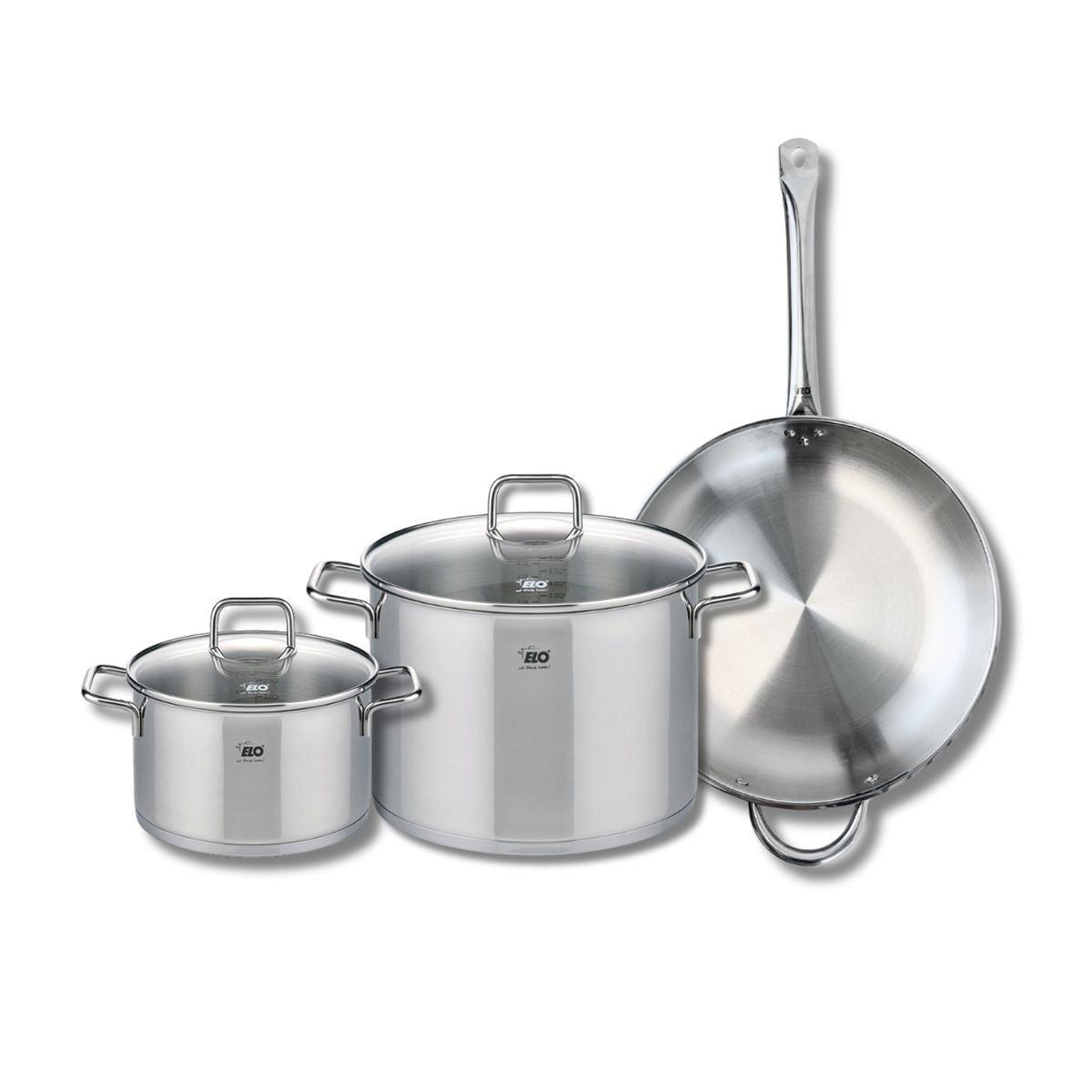 ELO Ensemble de 1 poêle de cuisson 32 cm et 2 faitouts 20 et 26 cm elo profi citrin