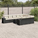 VIDAXL Salon de jardin 11 pcs avec coussins noir resine tressee