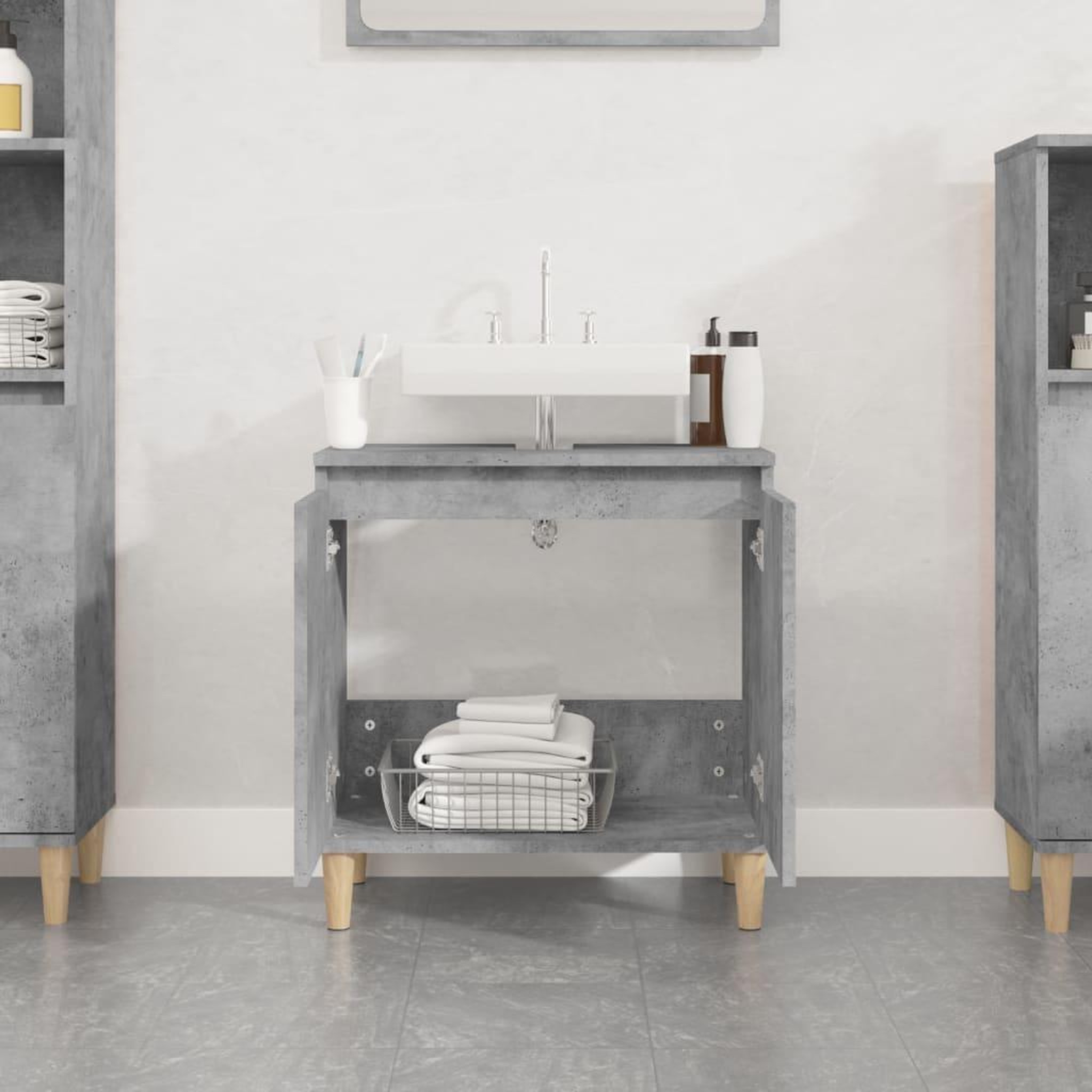 Voir la diapositive 3 : VIDAXL Meuble d'evier gris beton 58x33x60 cm bois d'ingenierie