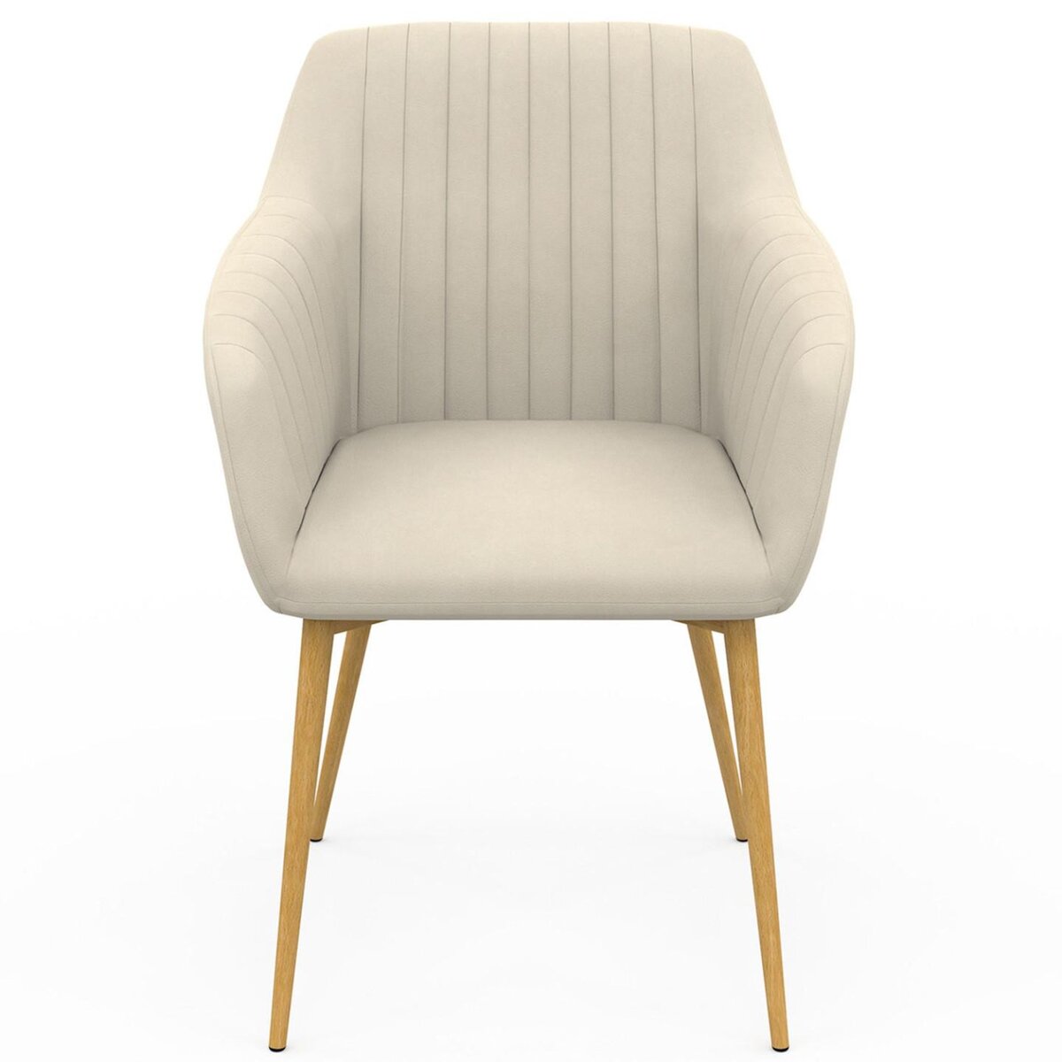 ID MARKET Lot de 2 chaises de salle à manger, fauteuils de table JANY matelassées velours beige pieds effet bois