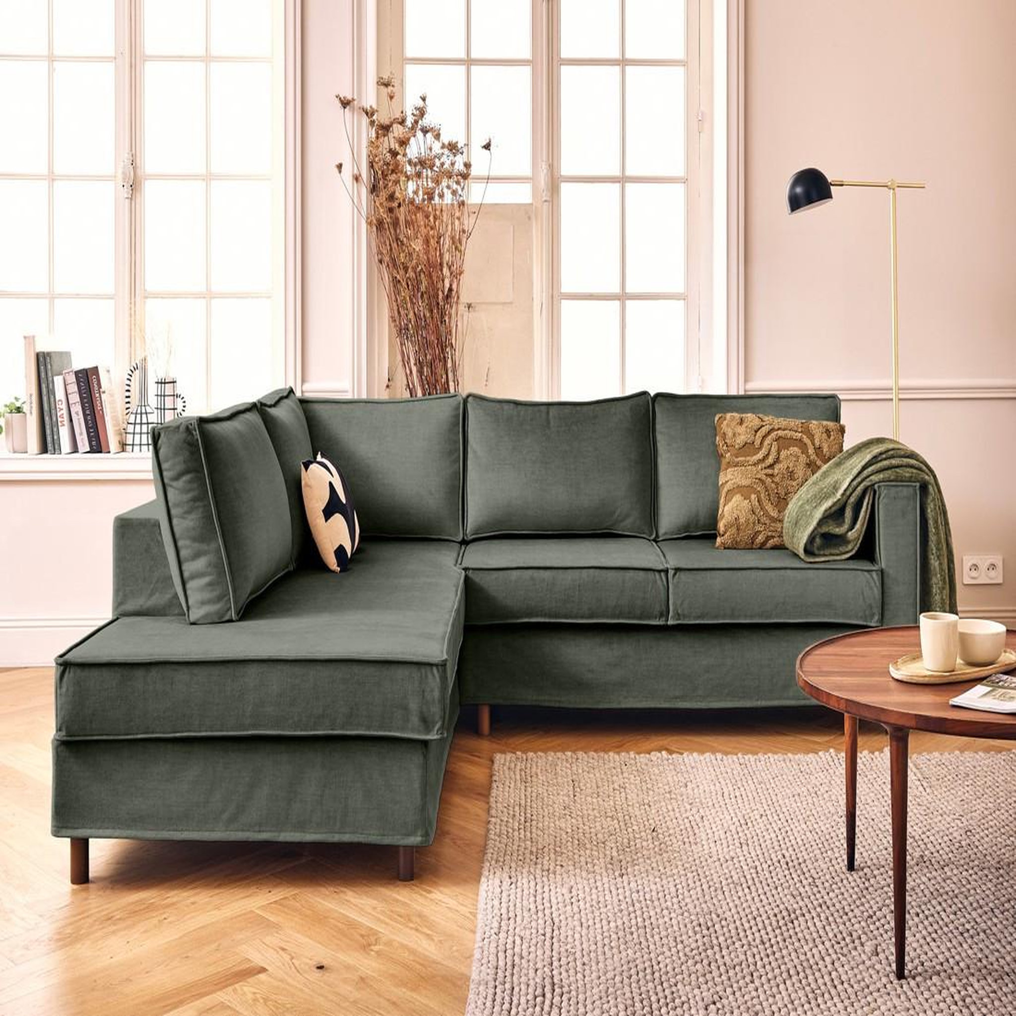 Voir la diapositive 1 : LISA DESIGN Jake - canapé déhoussable d'angle gauche 5 places en velours