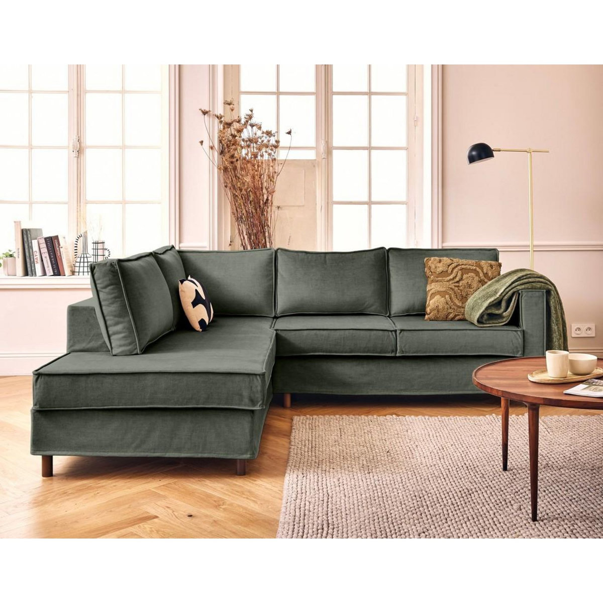 LISA DESIGN Jake - canapé déhoussable d'angle gauche 5 places en velours