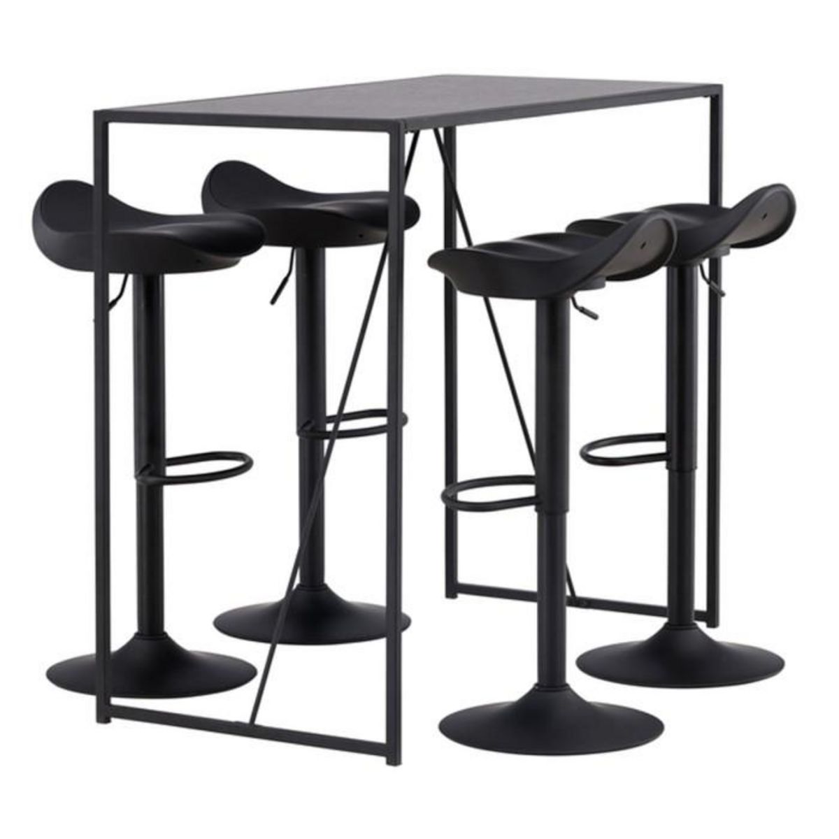 Paris Prix Ensemble Table de Bar & 4 Tabourets  Brea & Adesto  120cm Noir