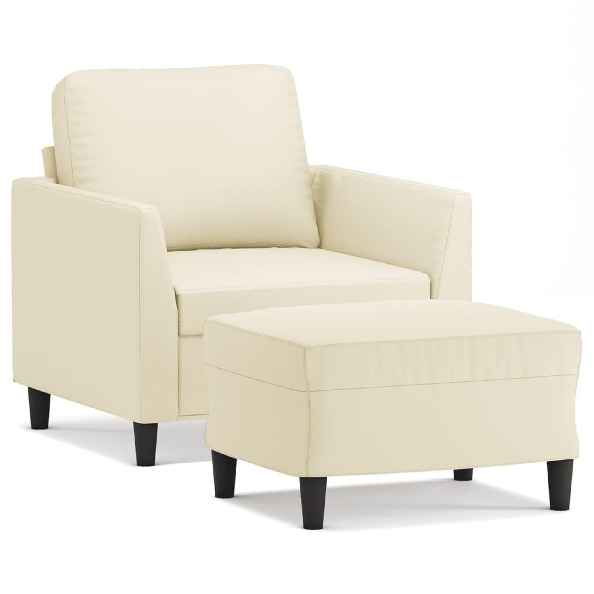 Voir la diapositive 2 : VIDAXL Fauteuil avec repose-pied Creme 60 cm Similicuir