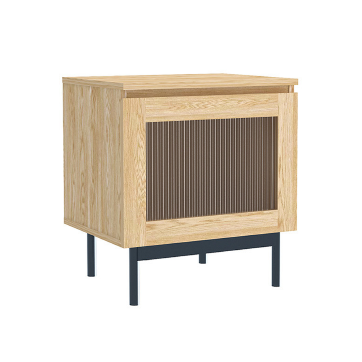 CONCEPT USINE Table de chevet bois et verre fluté PRAGUE