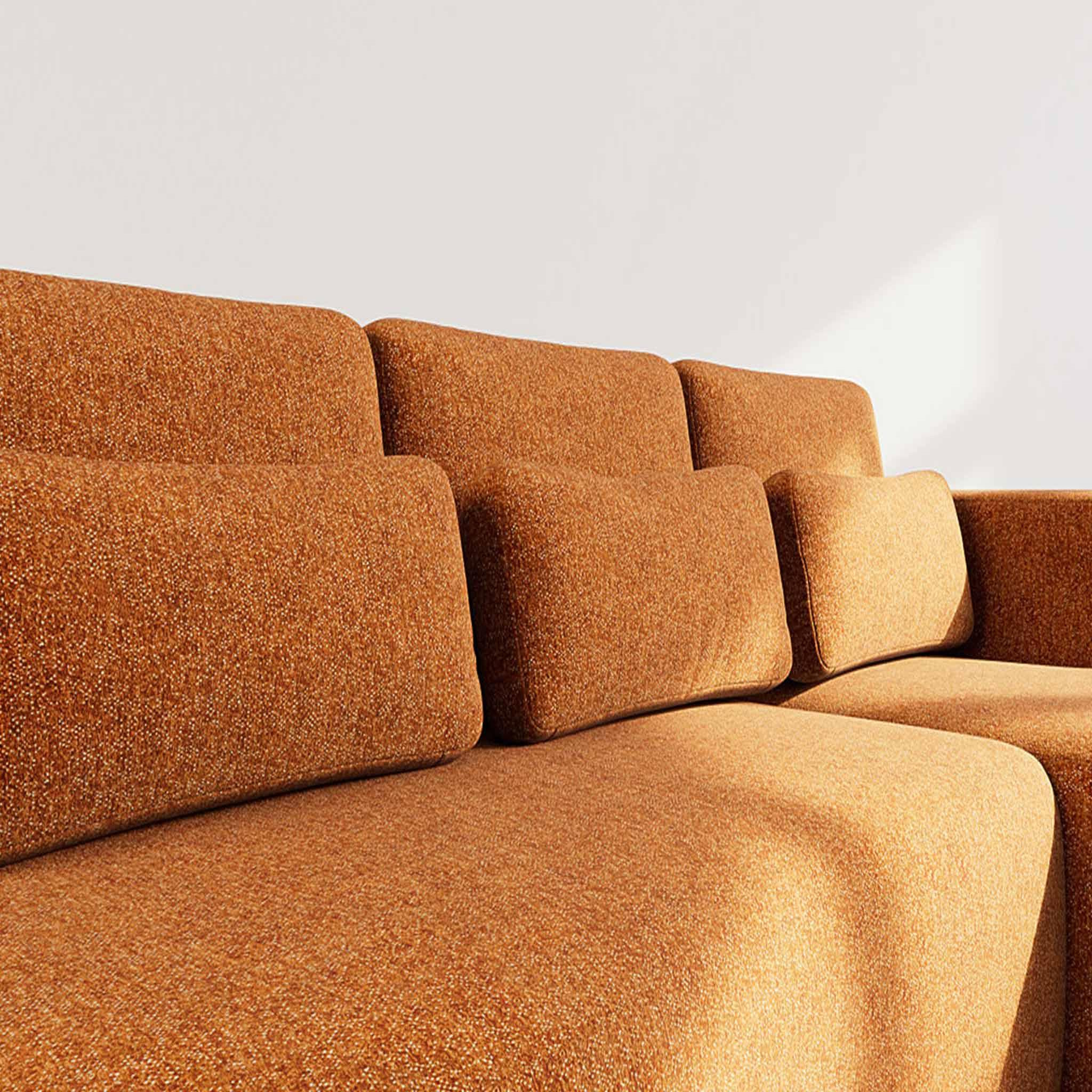 Voir la diapositive 4 : LISA DESIGN Mahina - canapé d'angle droit 4 places convertible avec coffre en tissu texturé