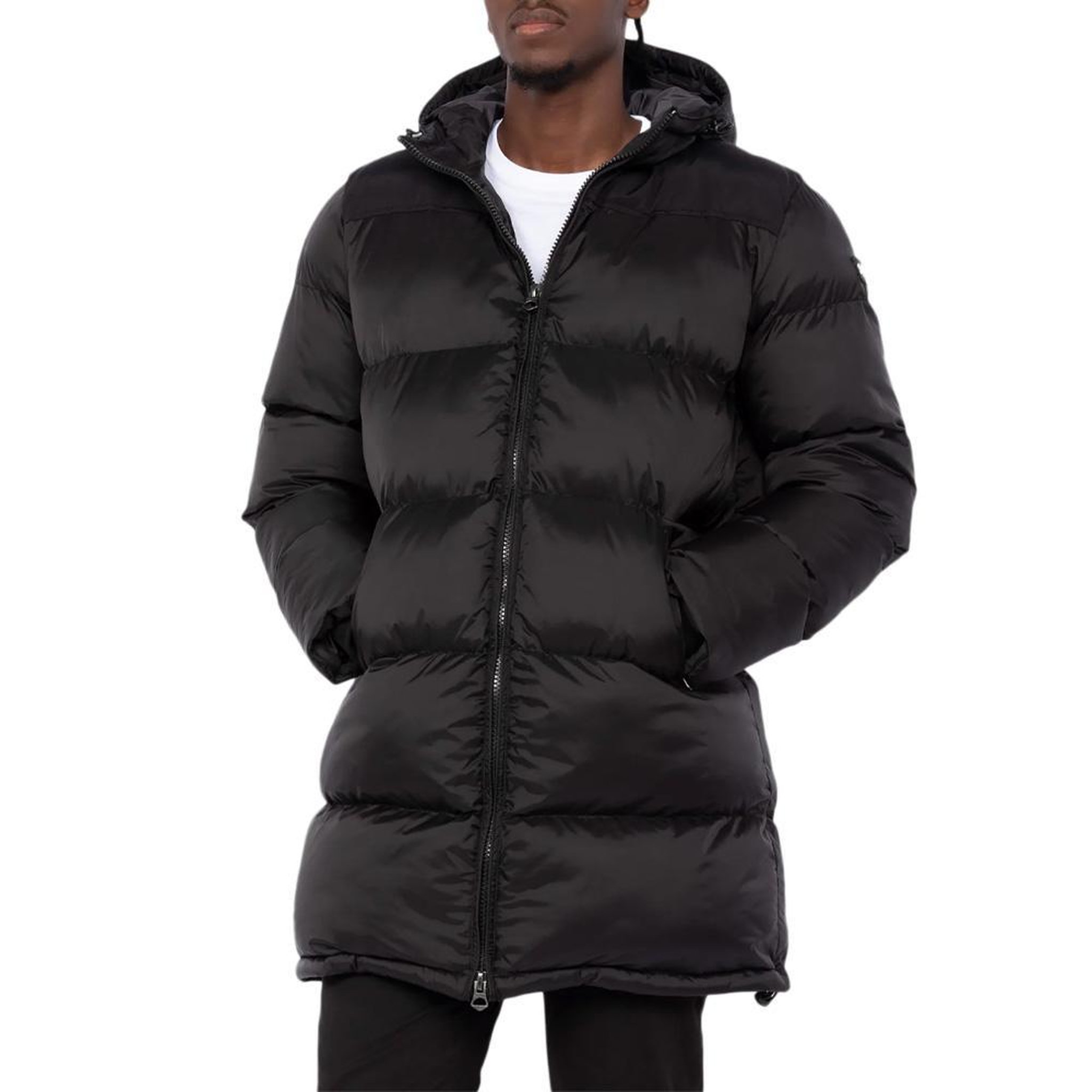 Schott Doudoune longue noire à capuche  Homme Schott MICKS. Coloris disponibles : Noir