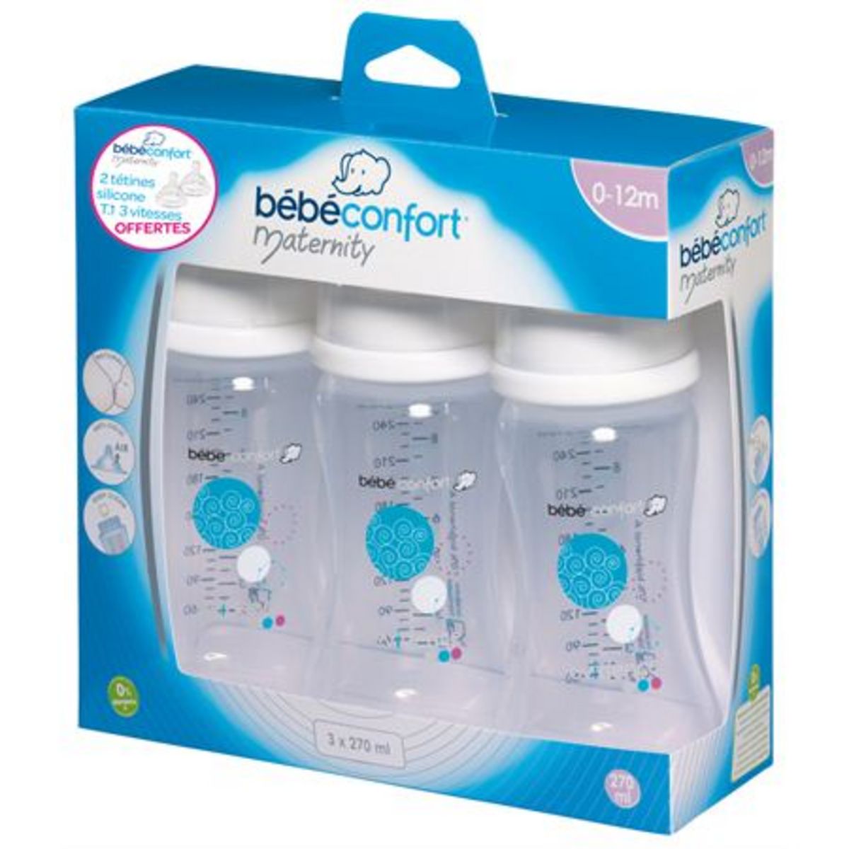 Lot de 3 biberons 270 ml