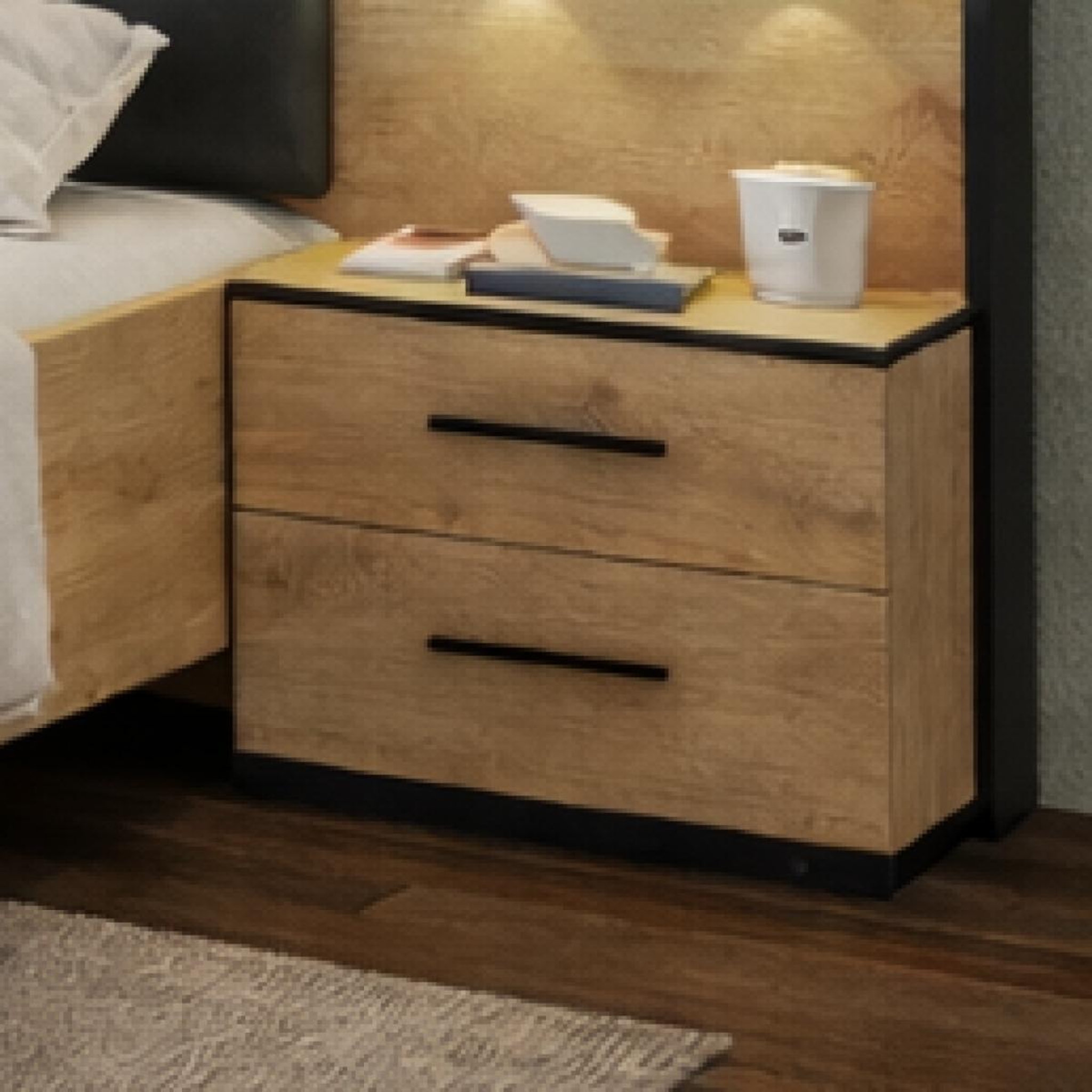 Voir la diapositive 2 : JLC KREATION Chevet 2 tiroirs moderne en bois amelia