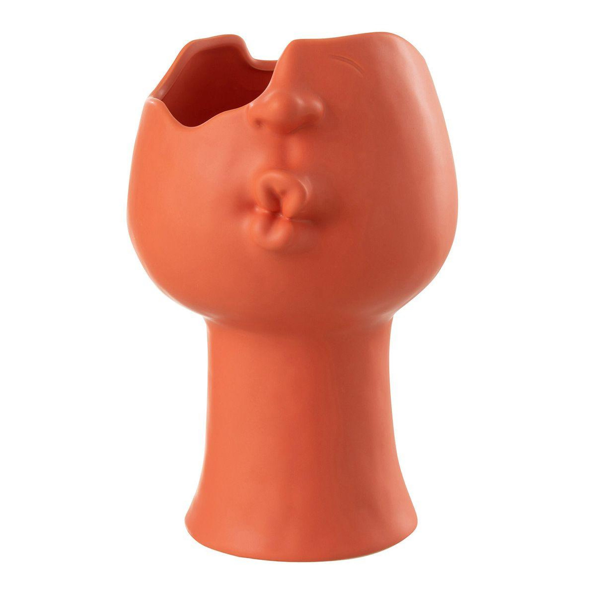 J-LINE Cache-Pot Déco Visage  Enya  30cm Terracotta