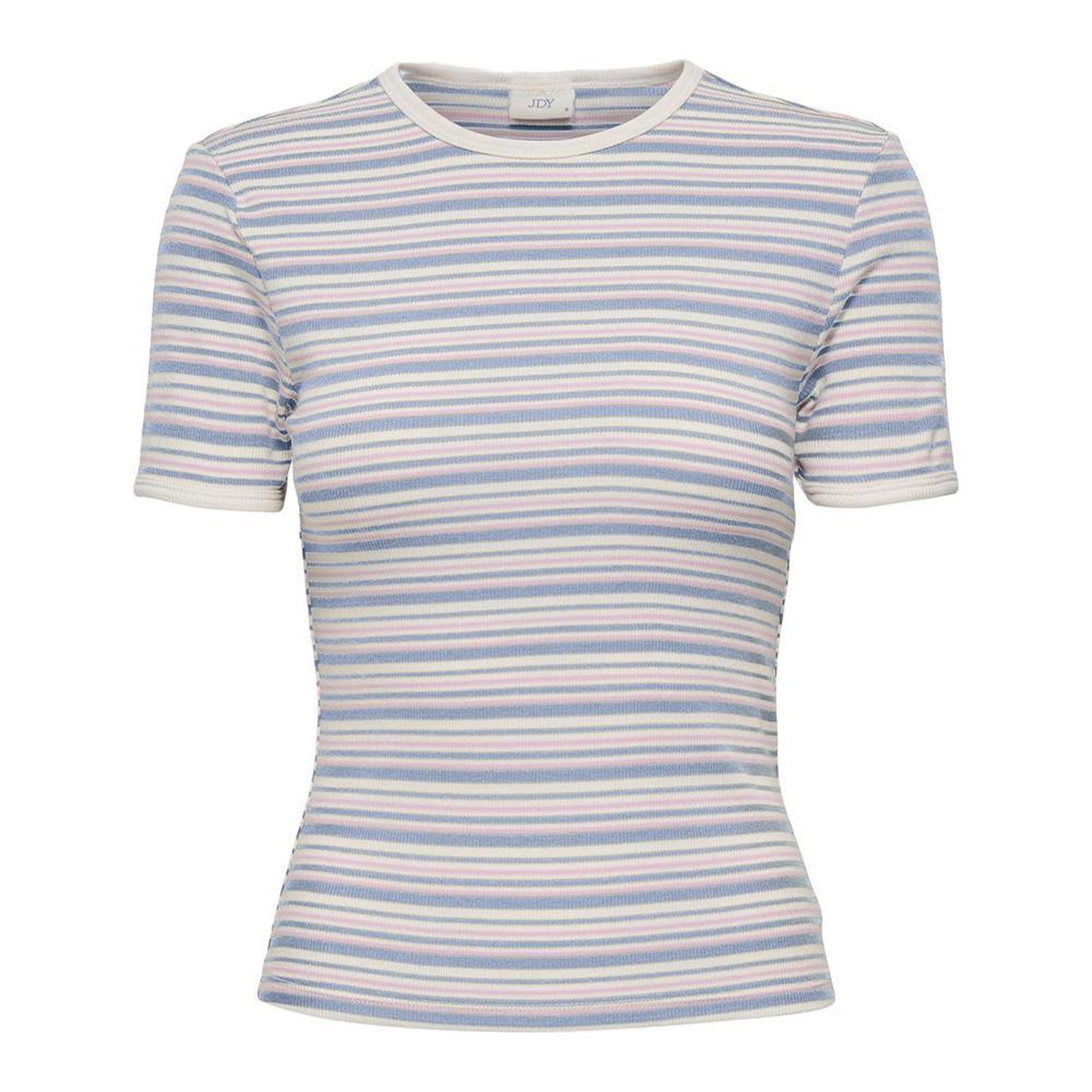 JACQUELINE DE YONG T-Shirt Blanc/Bleu Femme JDY Lada. Coloris disponibles : Bleu