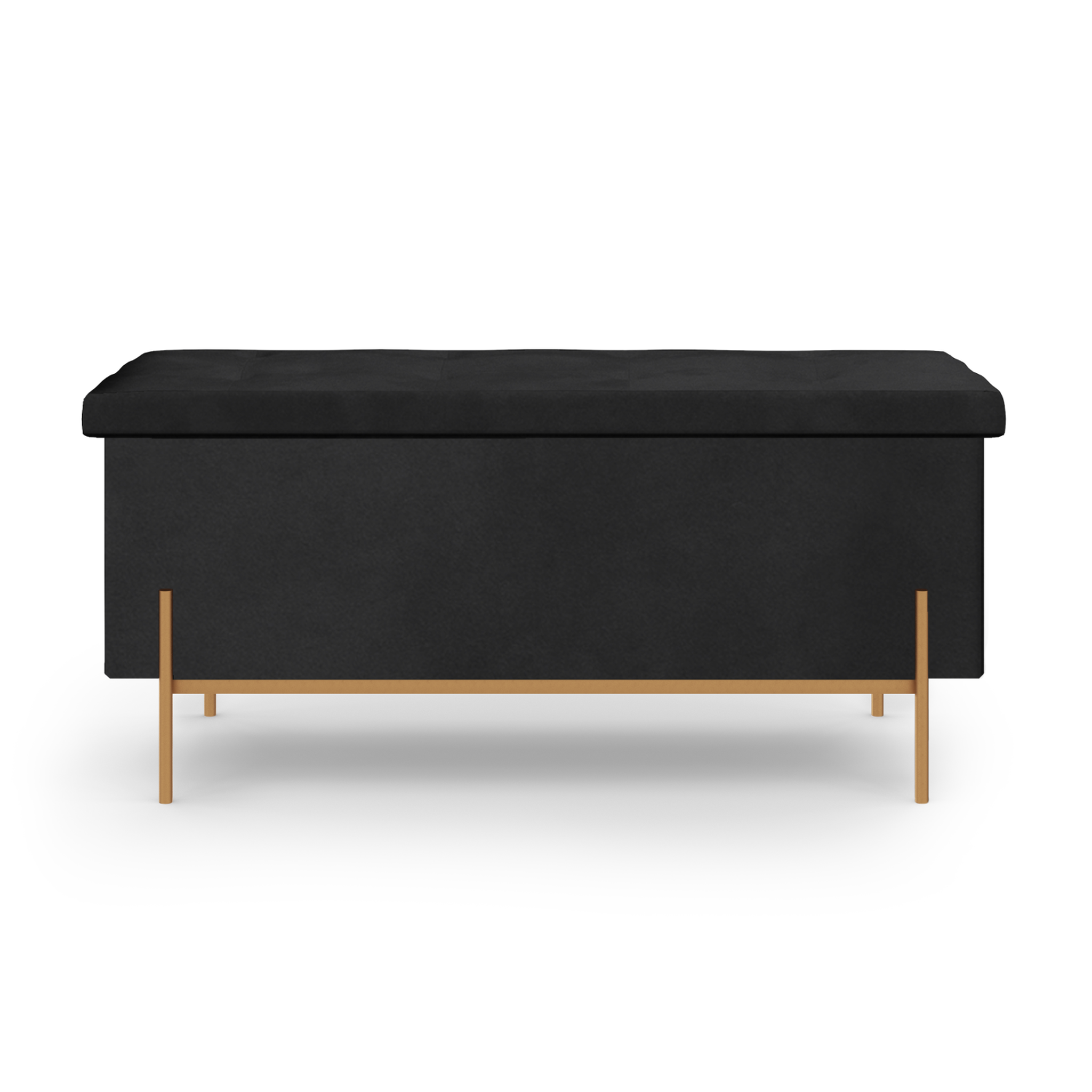 Voir la diapositive 3 : ID MARKET Banc coffre rangement louis pieds métal doré 100 cm velours noir