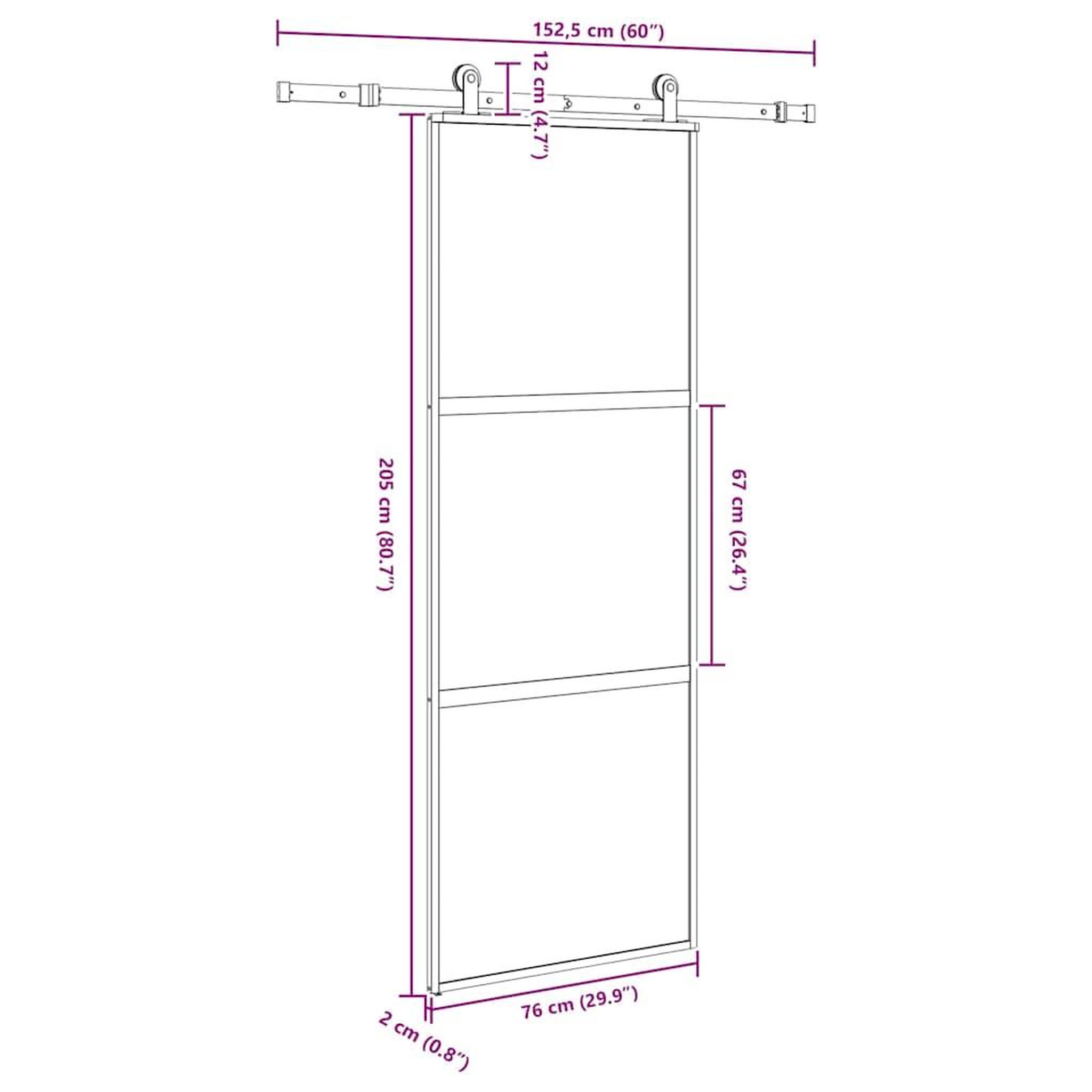 Voir la diapositive 6 : VIDAXL Porte coulissante kit de quincaillerie trempe verre aluminium