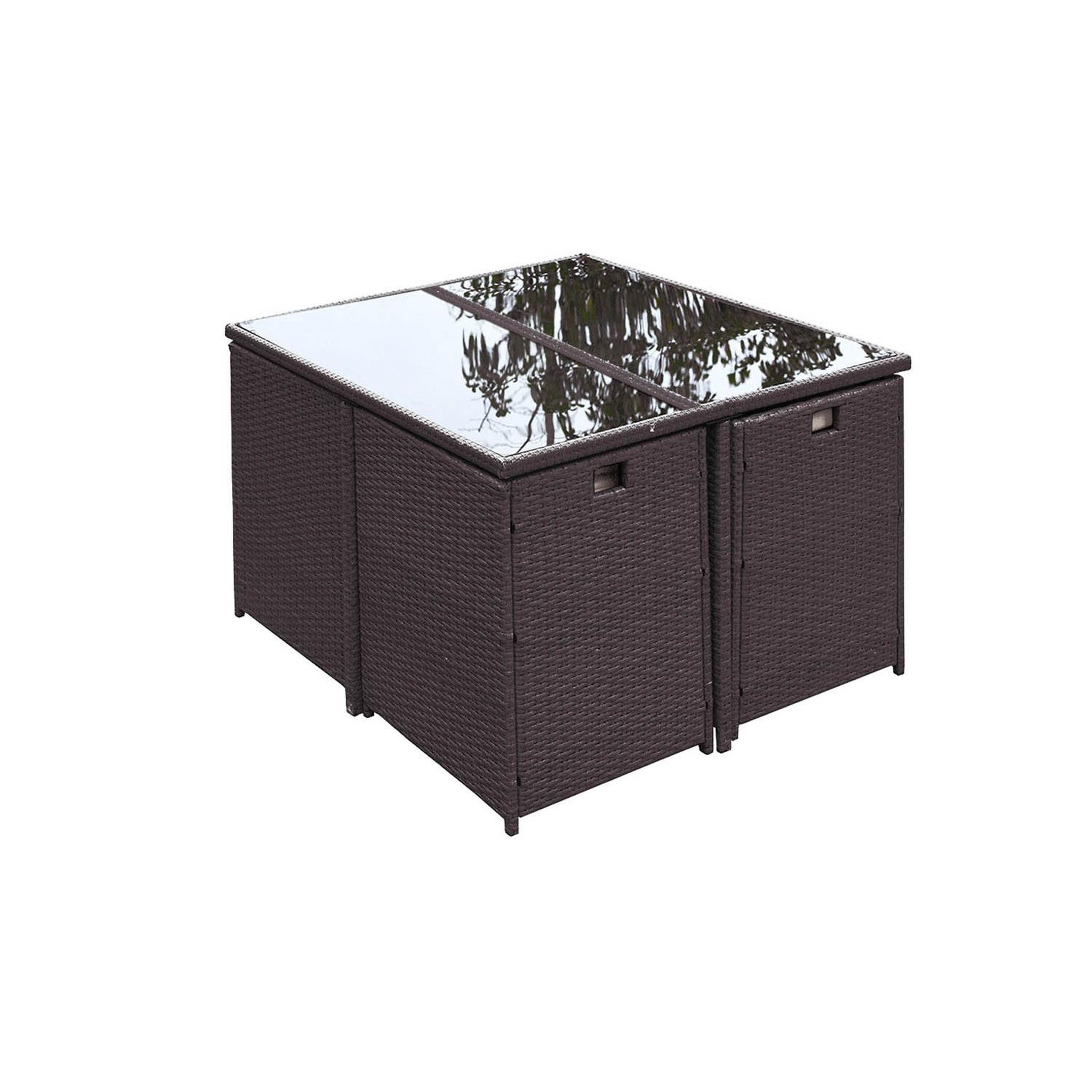 CONCEPT USINE Salon de jardin encastrable marron-blanc 8 places florida
