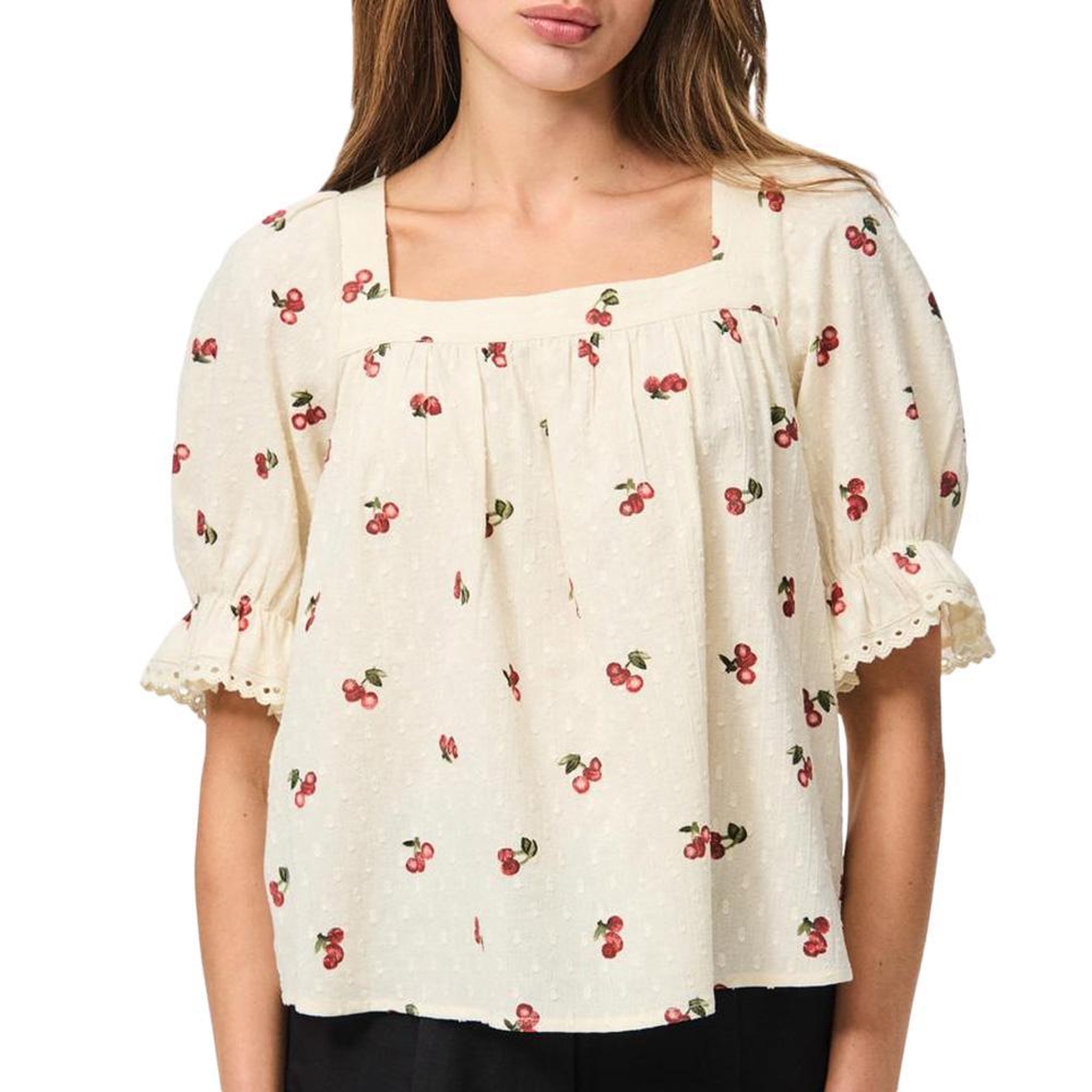 Pieces Blouse Beige Femme Pieces Pcthea 3/4 Square Neck. Coloris disponibles : Beige