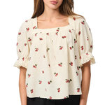 Pieces Blouse  Femme Pieces Pcthea 3/4 Square Neck. Coloris disponibles : Beige