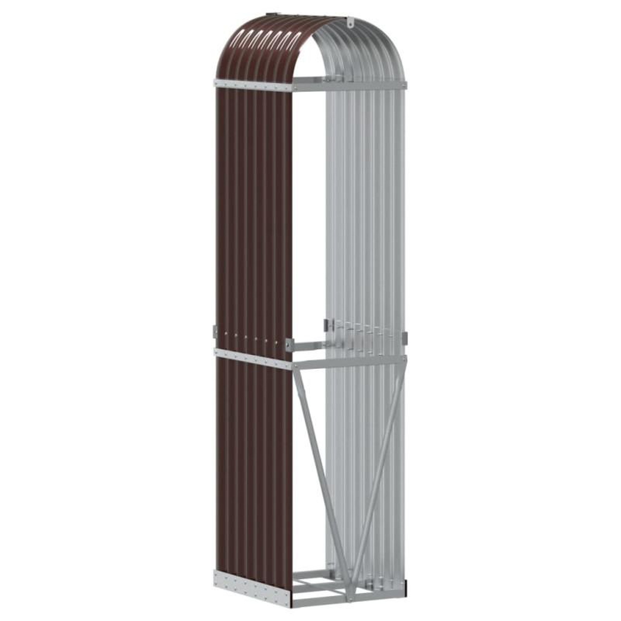 Voir la diapositive 6 : VIDAXL Porte bûches marron 40x45x170 cm acier galvanisé