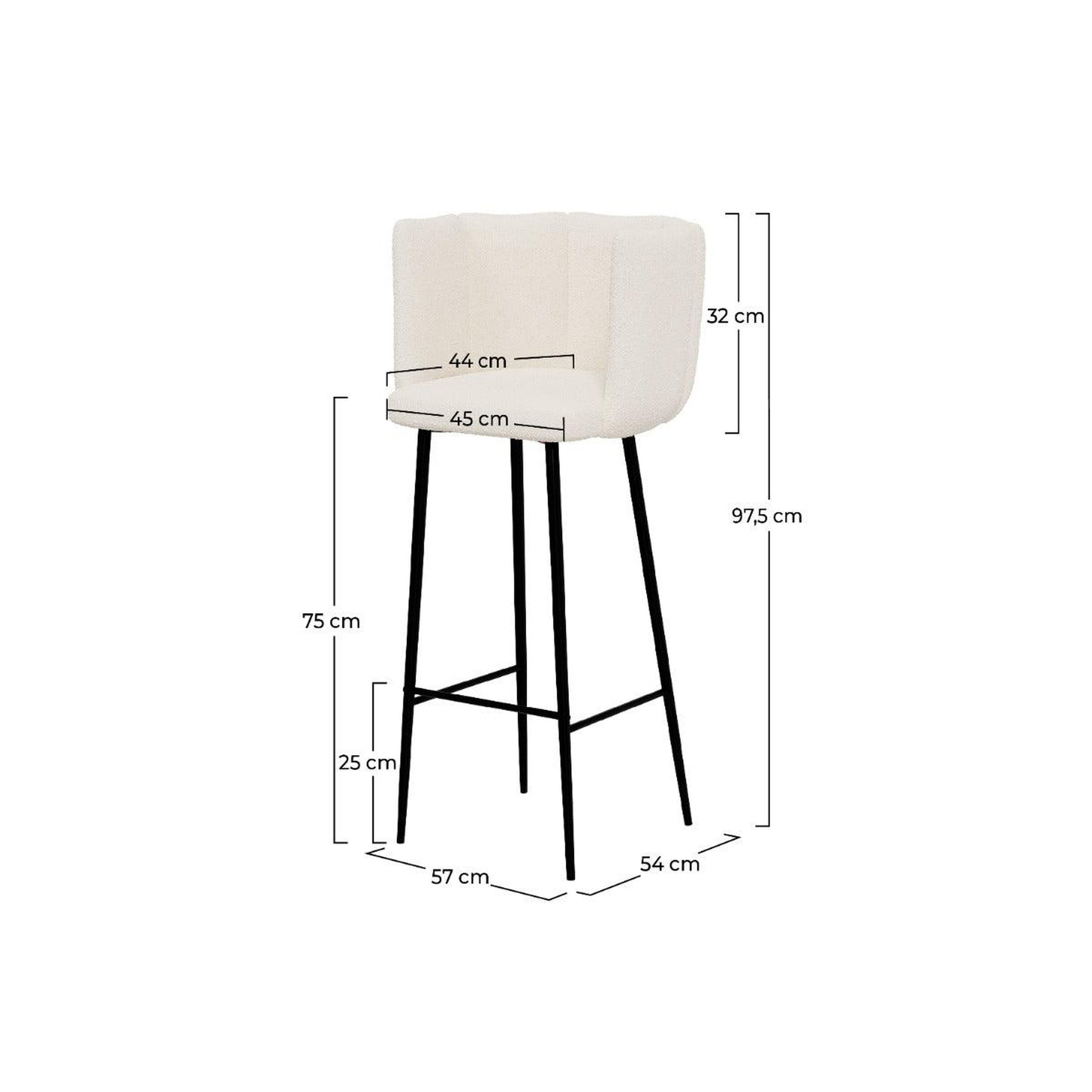 Voir la diapositive 4 : MAISON PAVANE Lot de 2 chaises de bar en tissu bouclé beige 75 cm-rosy