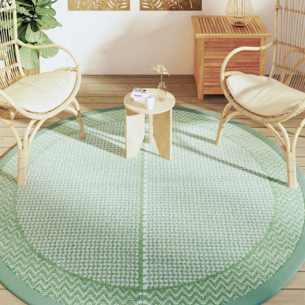 VIDAXL Tapis d'exterieur ARAKIL vert Ø200 cm PP