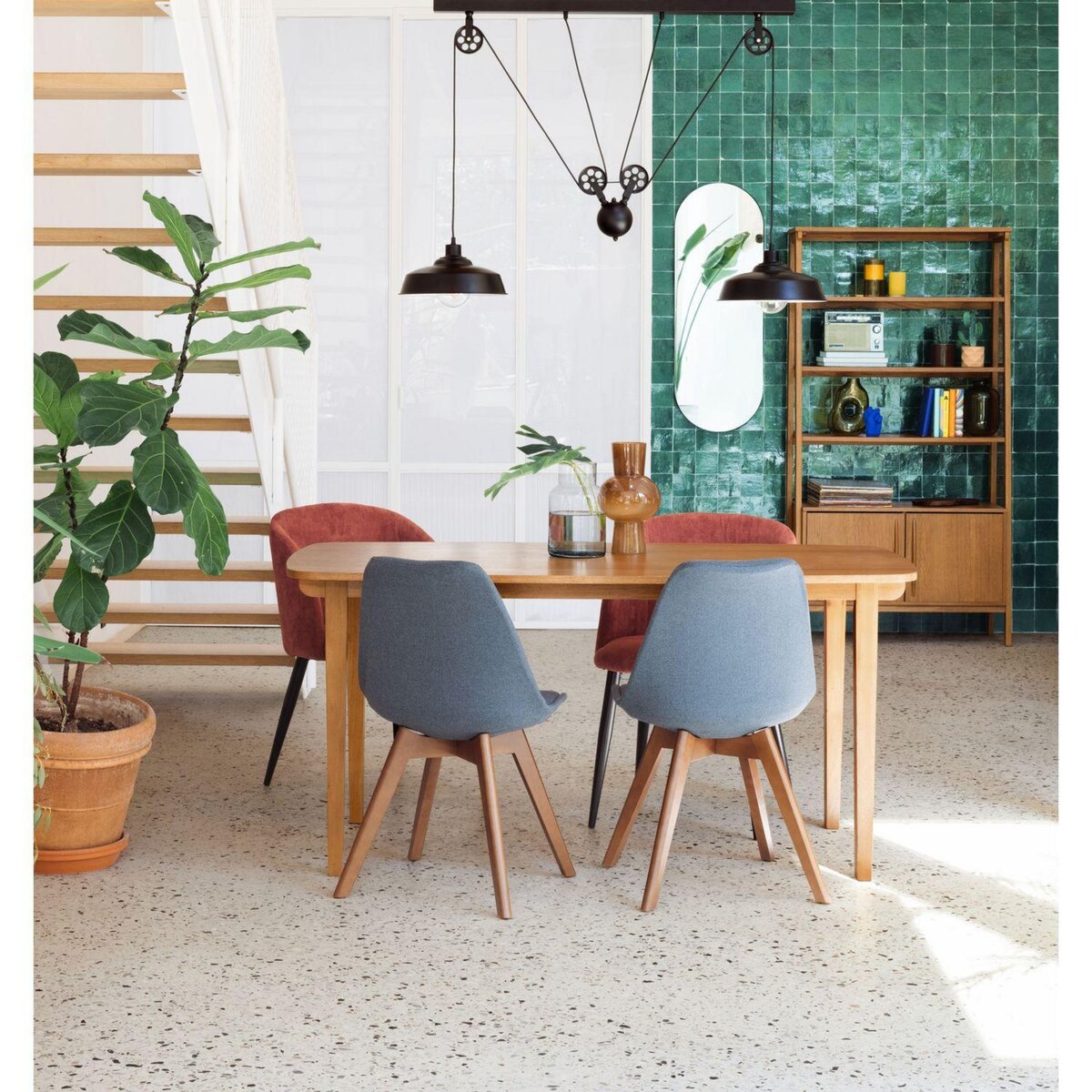 TOILINUX Lot de 4 chaises en velours côtelé CELESTE