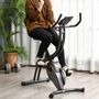 Voir la diapositive 4 : HOMCOM Vélo d'appartement pliable selle réglable dossier guidon ergonomique écran LCD multifonction bandes résistance acier gris noir