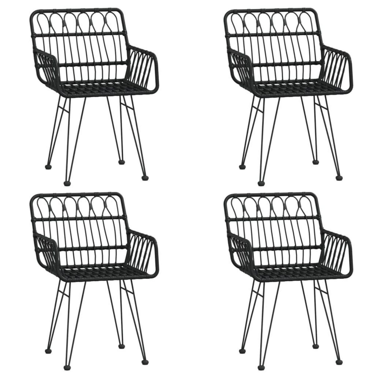 VIDAXL Ensemble a manger de jardin 5 pcs Noir Resine tressee