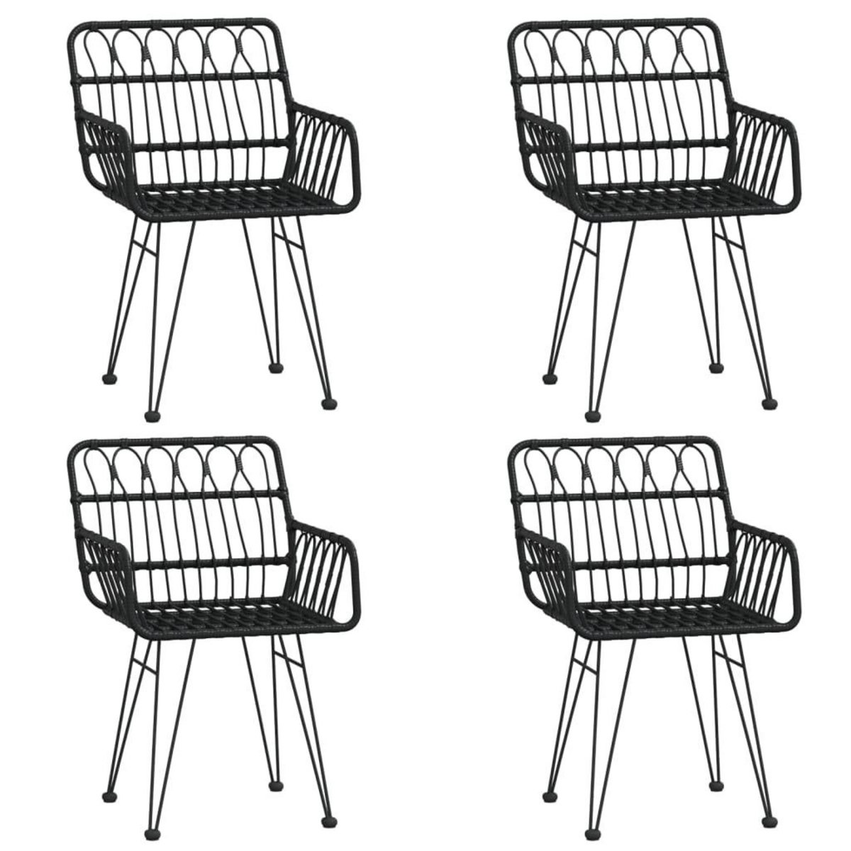 VIDAXL Ensemble a manger de jardin 5 pcs Noir Resine tressee