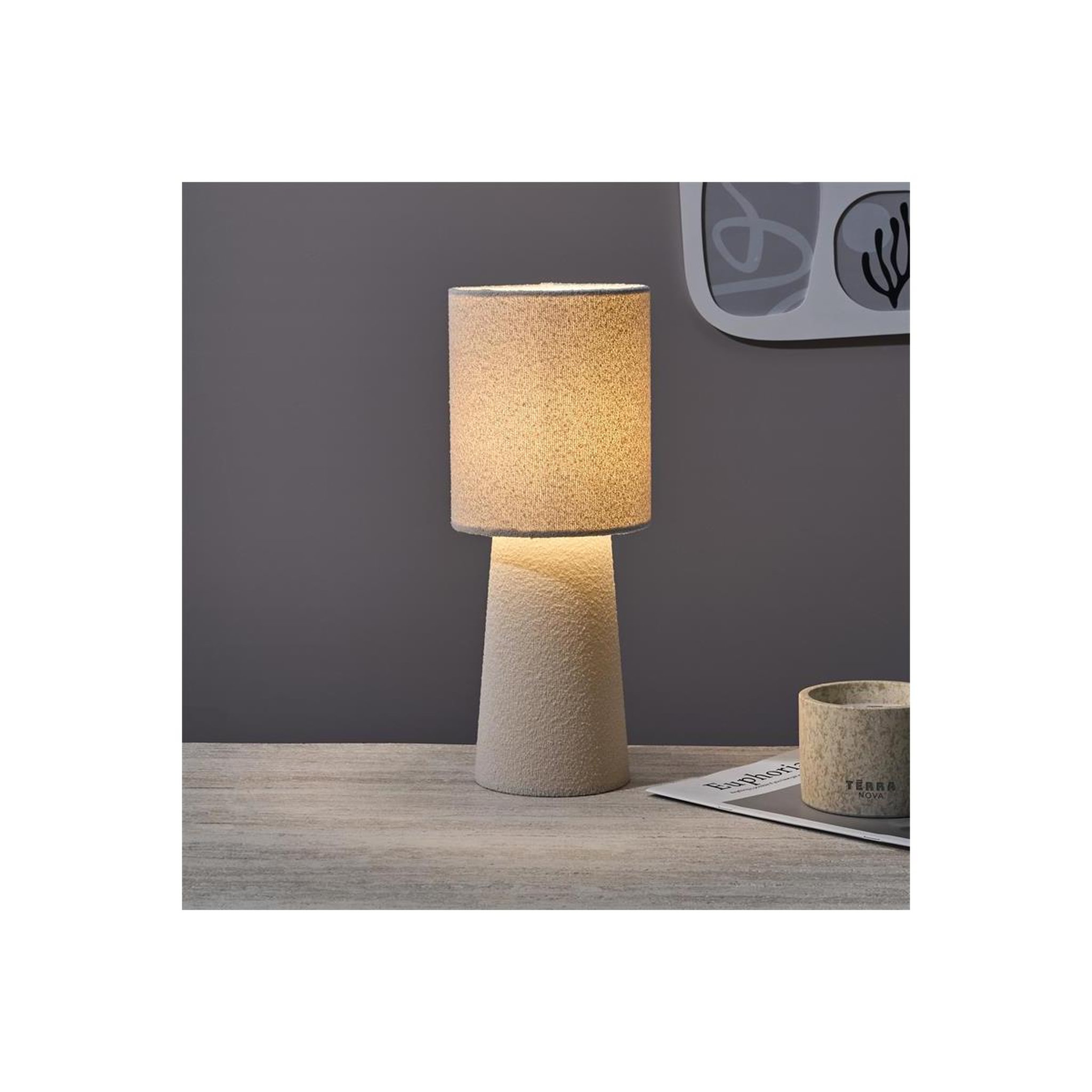Voir la diapositive 3 : The Home Deco Factory Lampe à poser bouclette  angye  38cm crème