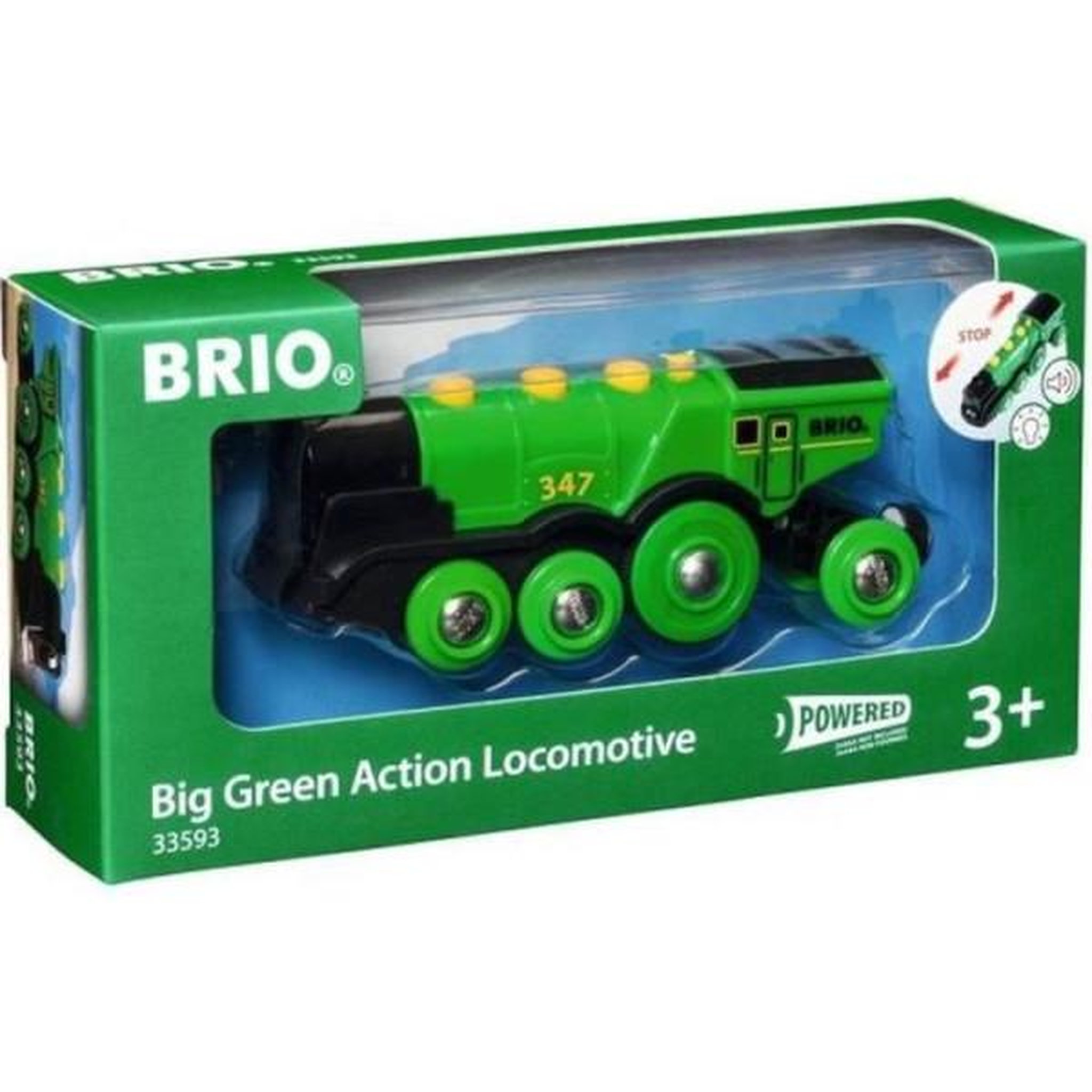 Brio Locomotive verte puissante a piles - brio - circuit de train en bois - accessoire son & lumiere - des 3 ans