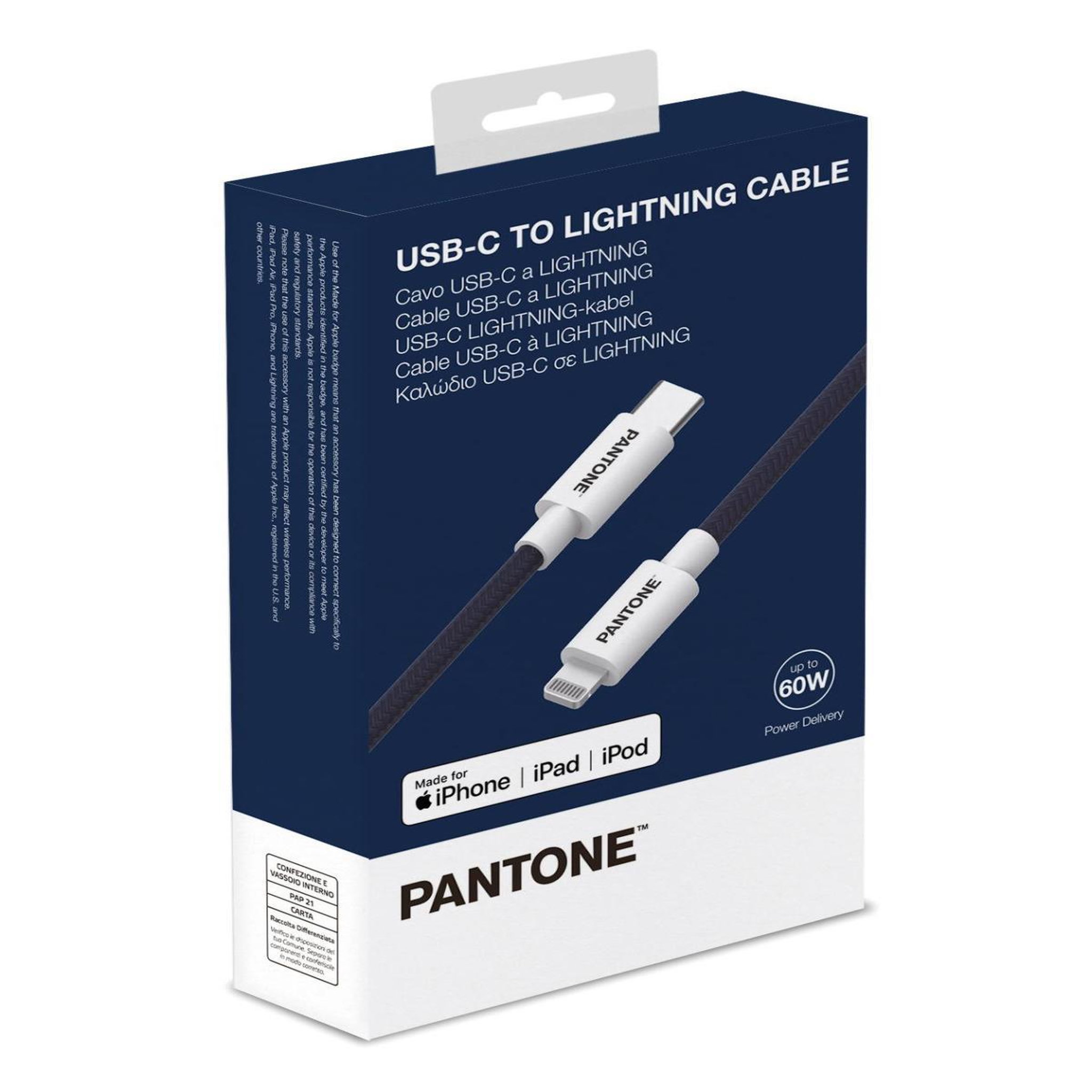 Voir la diapositive 3 : Pantone Pantone PT-CTL002-5N câble Lightning 1,5 m Bleu, Blanc