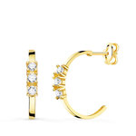 L'ATELIER D'AZUR Boucles d'Oreilles Demi Créoles Or 18 Carats 750 Jaune - Zirconiums