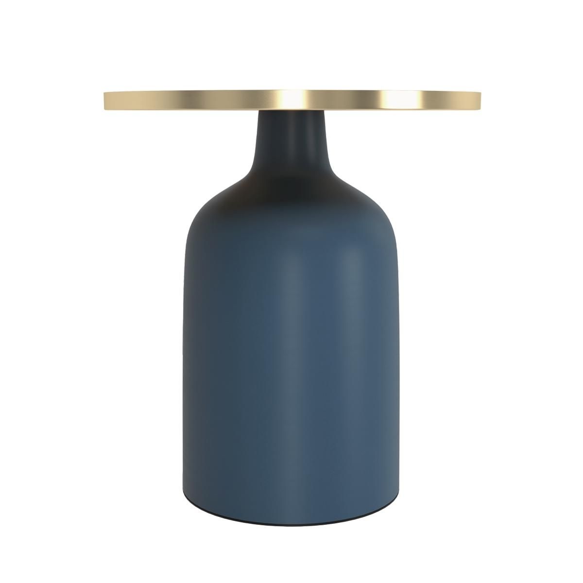 Rendez vous déco Table d'appoint ronde en métal bleu et laiton D45 cm - Lyne