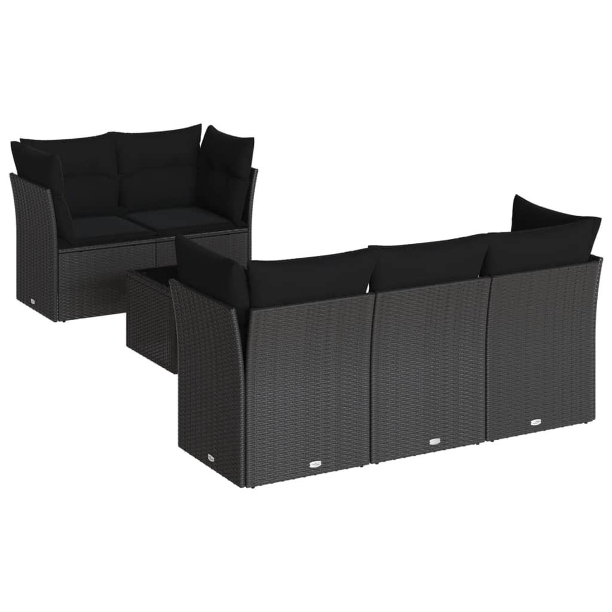 Voir la diapositive 2 : VIDAXL Salon de jardin 6 pcs avec coussins noir resine tressee