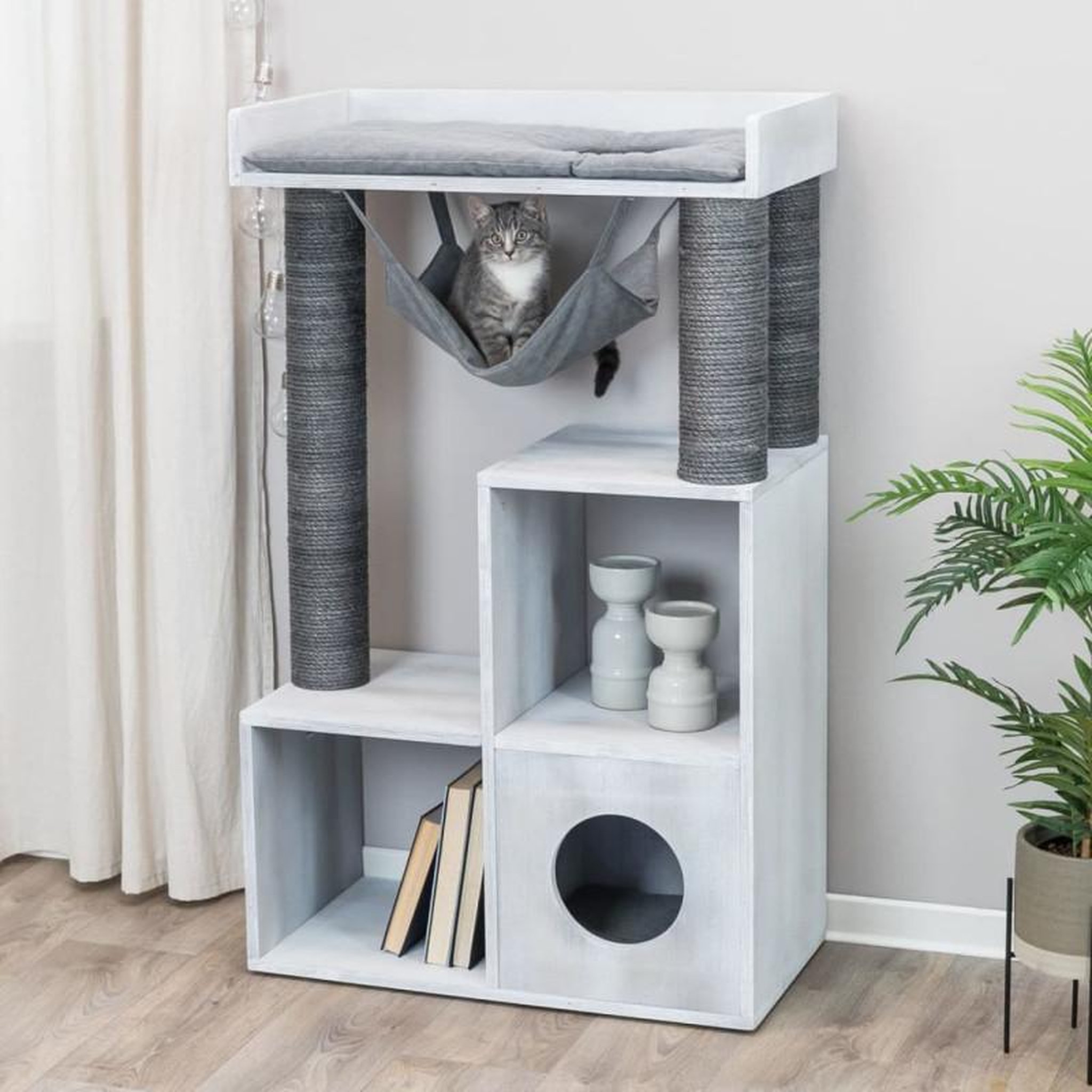 Voir la diapositive 5 : Trixie TRIXIE Griffoir pour chat avec fonction d étagère 72x38x110 cm Gris