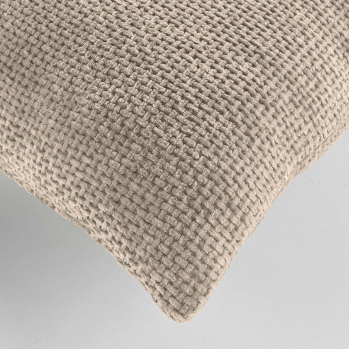 Paris Prix Coussin Déco en Velours Chenillé  Leo  45x45cm Sable