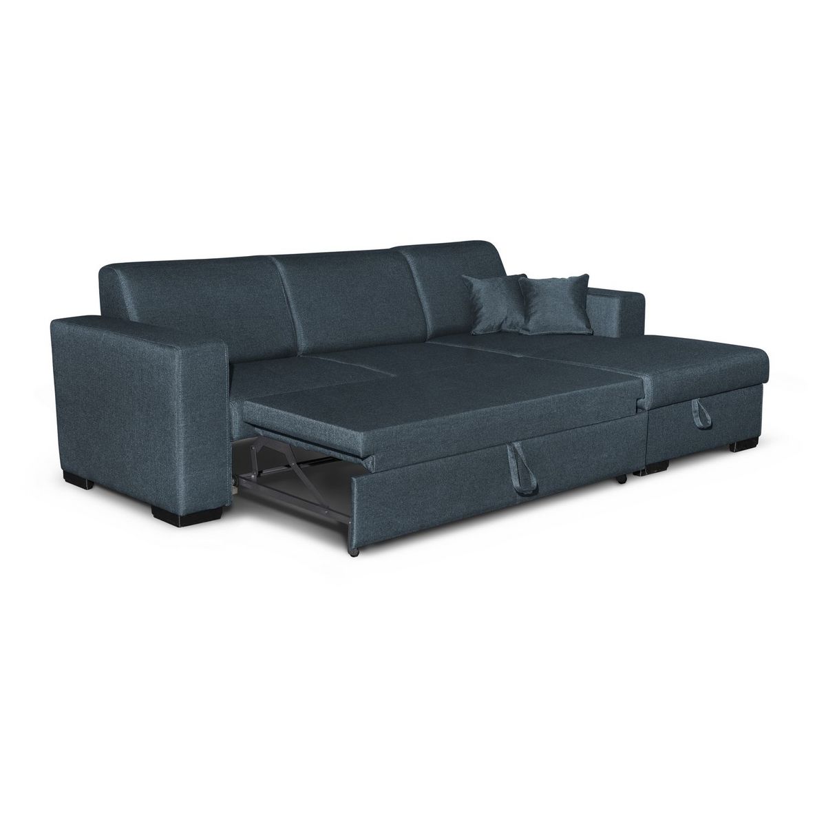 Canapé d'angle droit convertible 4 places avec coffre  de rangement revêtement tissu CARIBEA 