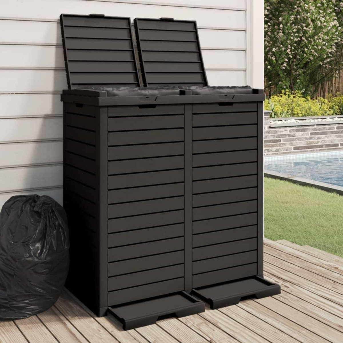 VIDAXL Poubelle d'exterieur noir 78x41x86 cm polypropylene