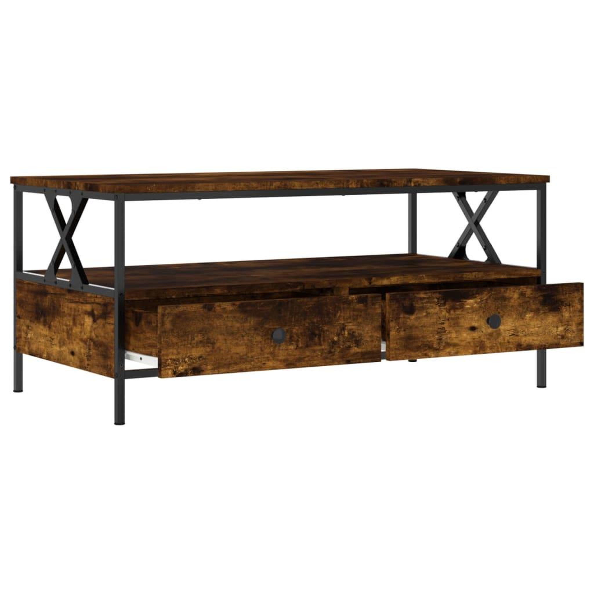 Voir la diapositive 5 : VIDAXL Table basse chene fume 100x51x45 cm bois d'ingenierie