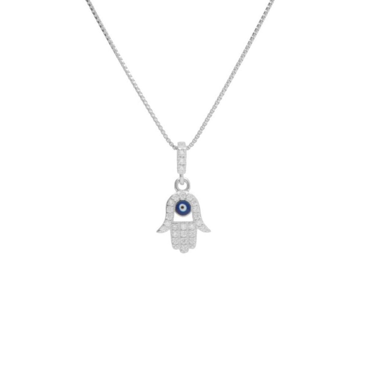 L'ATELIER D'AZUR Collier Argent 925/000 Rhodié - Main de Fatma Pavé de Zirconiums