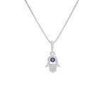 L'ATELIER D'AZUR Collier Argent 925/000 Rhodié - Main de Fatma Pavé de Zirconiums