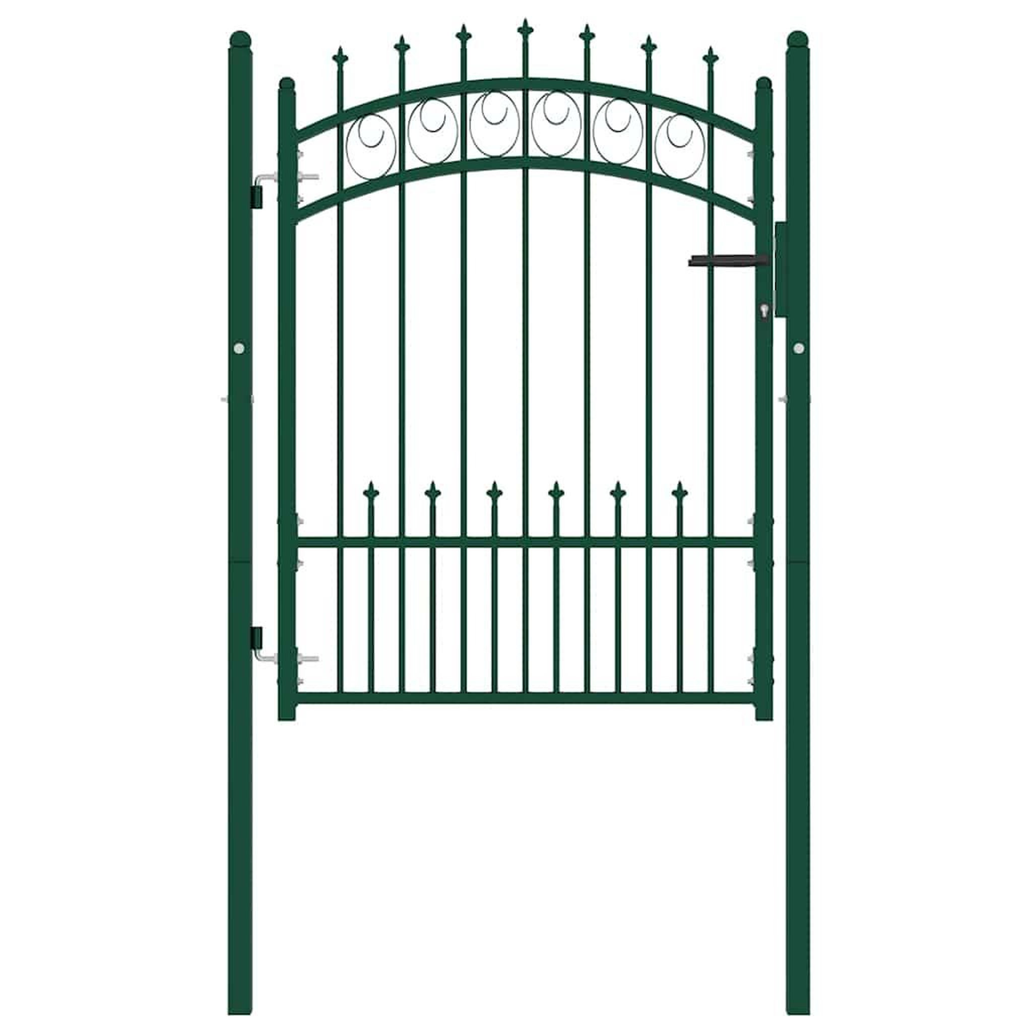 Voir la diapositive 2 : VIDAXL Portail de cloture emmen avec pointes en acier 104 x 109,5 cm vert