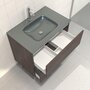 Pack Meuble de salle de bain 80x50 cm Graphite + vasque Argent + miroir a bande LED 80x60