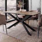 BEST MOBILIER Casey - table à manger - plateau effet bois - pieds en métal - 4 à 8 personnes. Coloris disponibles : Marron