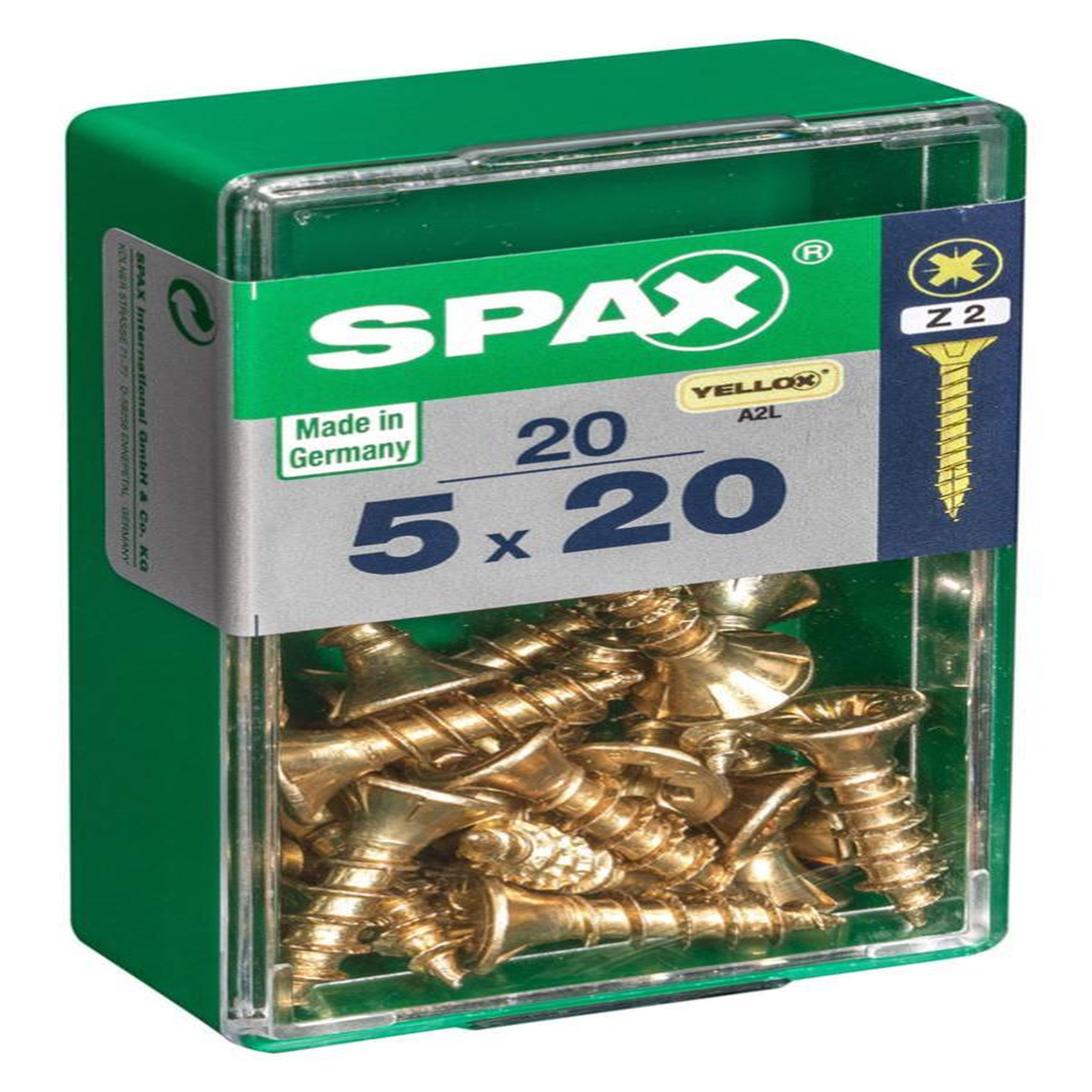 CENTRALE BRICO Lot de 20 vis acier tête fraisée pozidriv SPAX, Diam.5 mm x L.20 mm