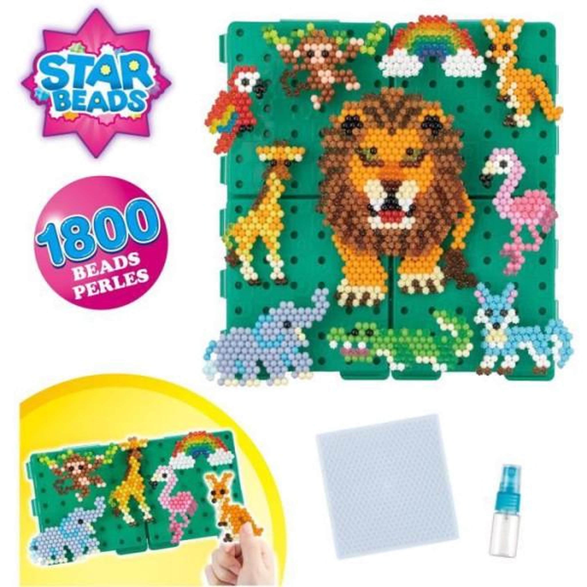 Voir la diapositive 2 : Aquabeads Coffret de perles a repasser - AQUABEADS - Balade en savane - 1000 perles et 4 bases de création incluses