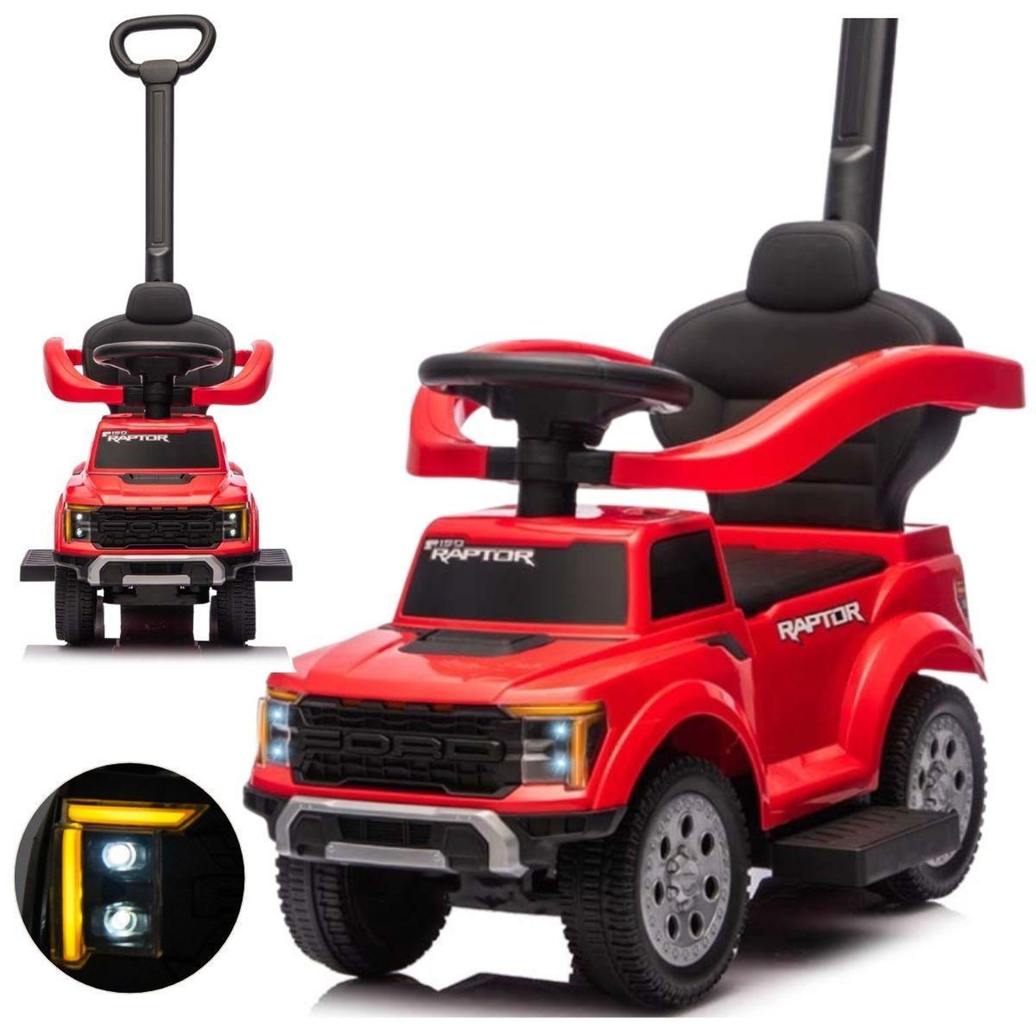 MILLY MALLY Porteur  ford f-150 3 en 1 rouge - avec canne de guidage