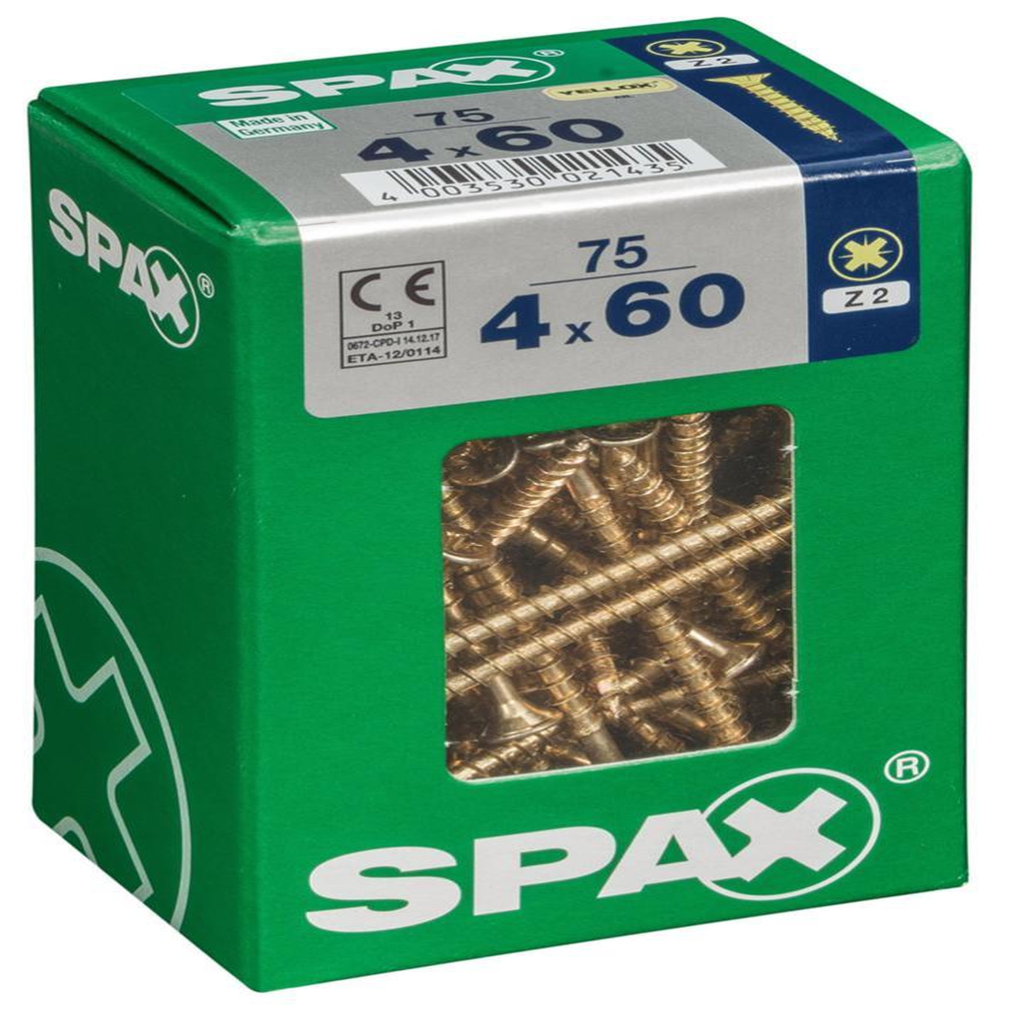 CENTRALE BRICO Lot de 75 vis acier tête fraisée pozidriv SPAX, Diam.4 mm x L.60 mm