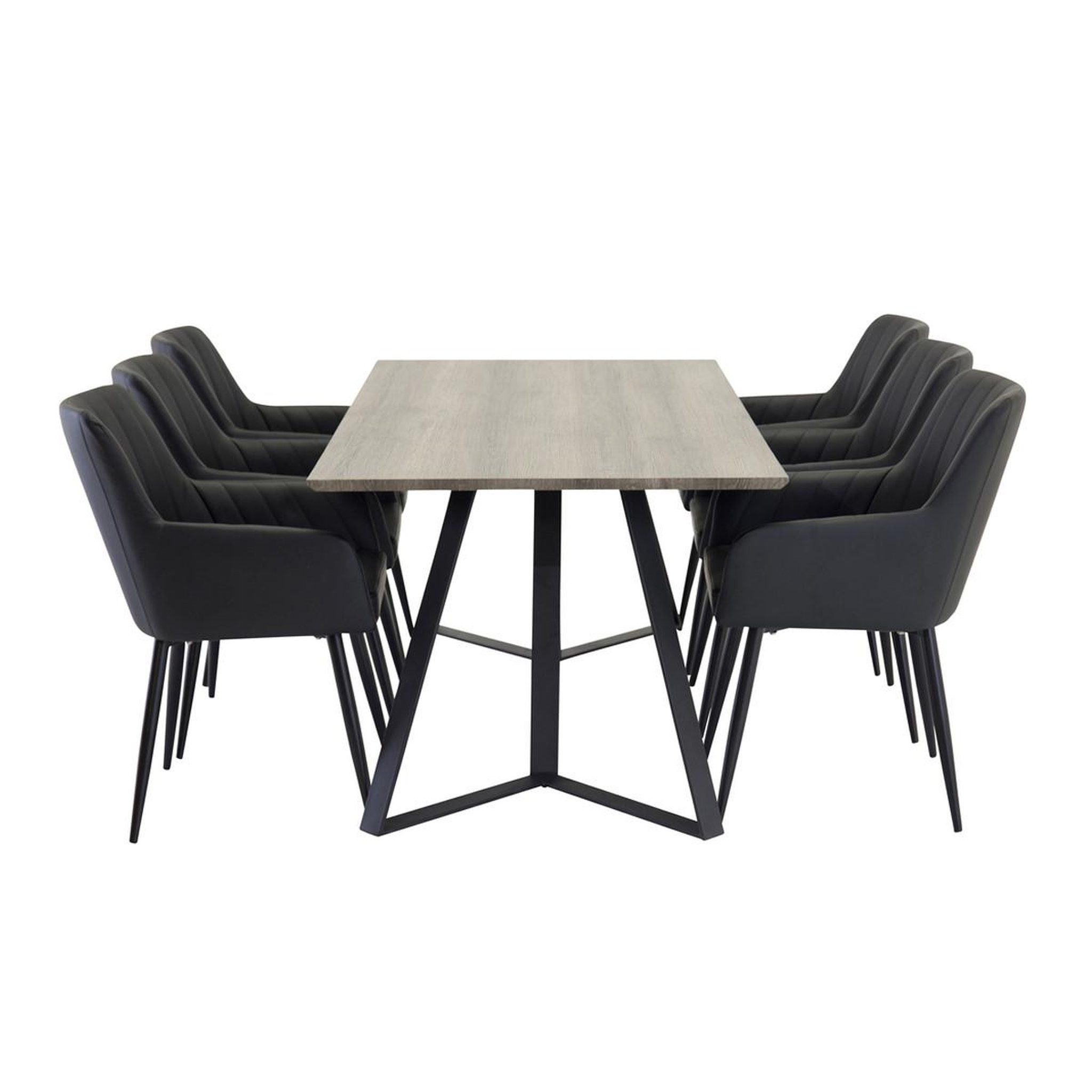 Voir la diapositive 2 : Paris Prix Ensemble table à manger & 6 chaises  marina & comfort  180cm naturel & noir