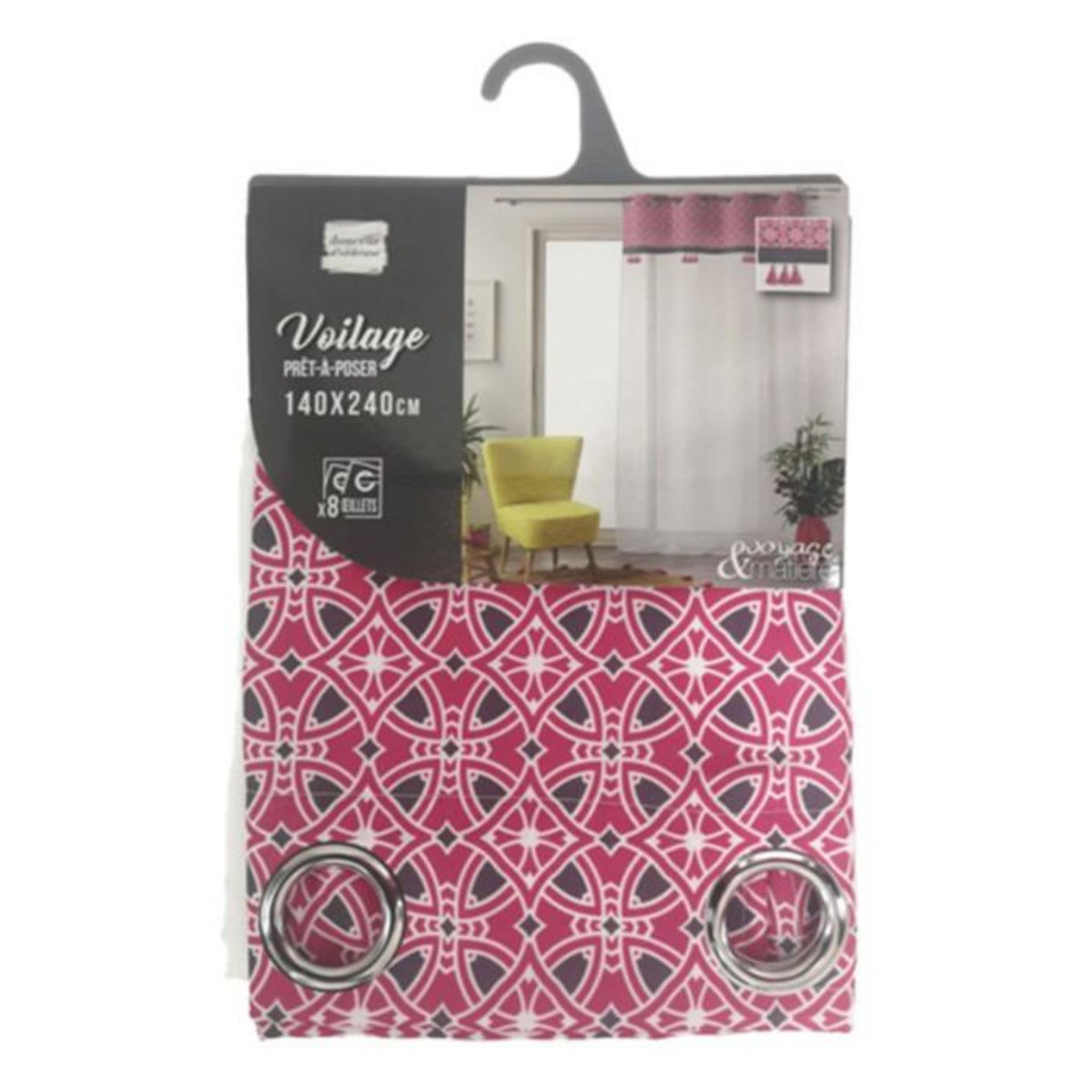 Paris Prix Rideau Voilage à Œillets  Callao  140x240cm Rose